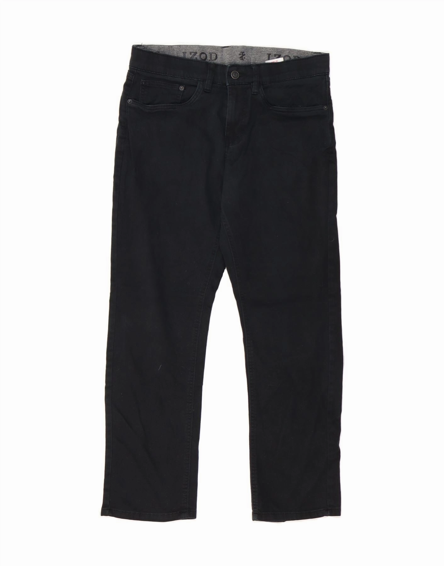 IZOD Mens Straight Casual Trousers W32 L29 Black Cotton