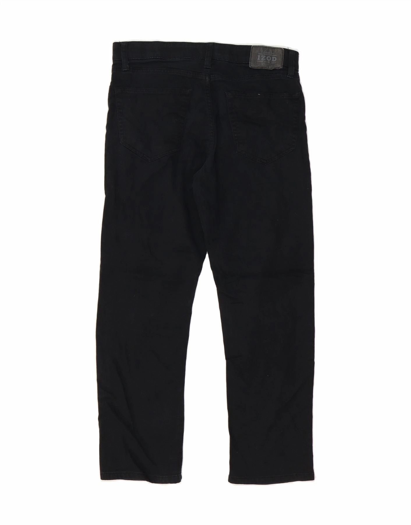 IZOD Mens Straight Casual Trousers W32 L29 Black Cotton