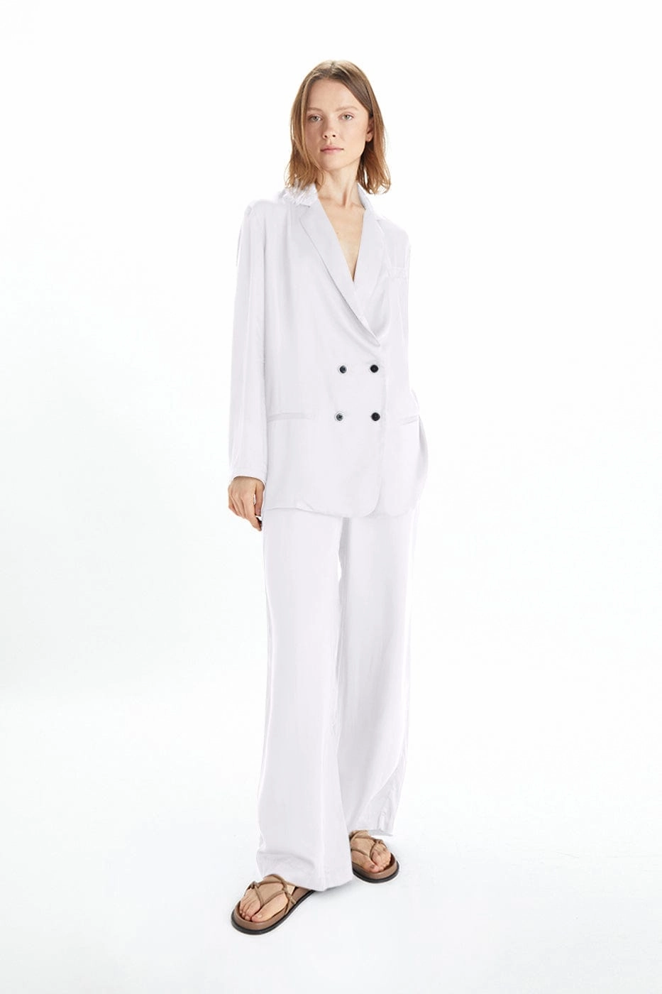 Jane Satin TENCEL™ Double Breasted Jacket | Multiple Colours