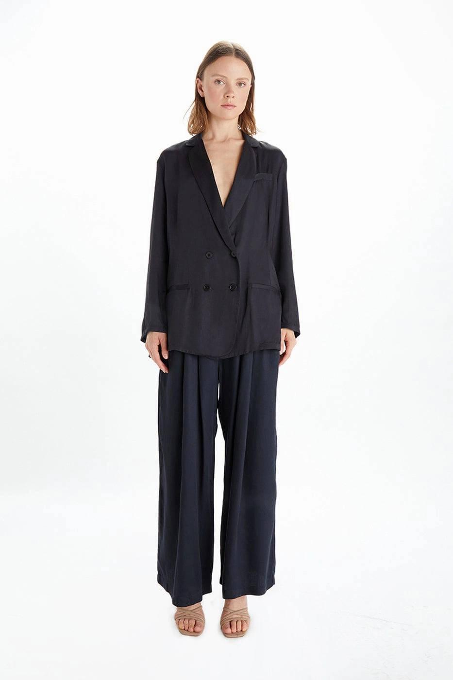 Jane Satin TENCEL™ Double Breasted Jacket | Multiple Colours