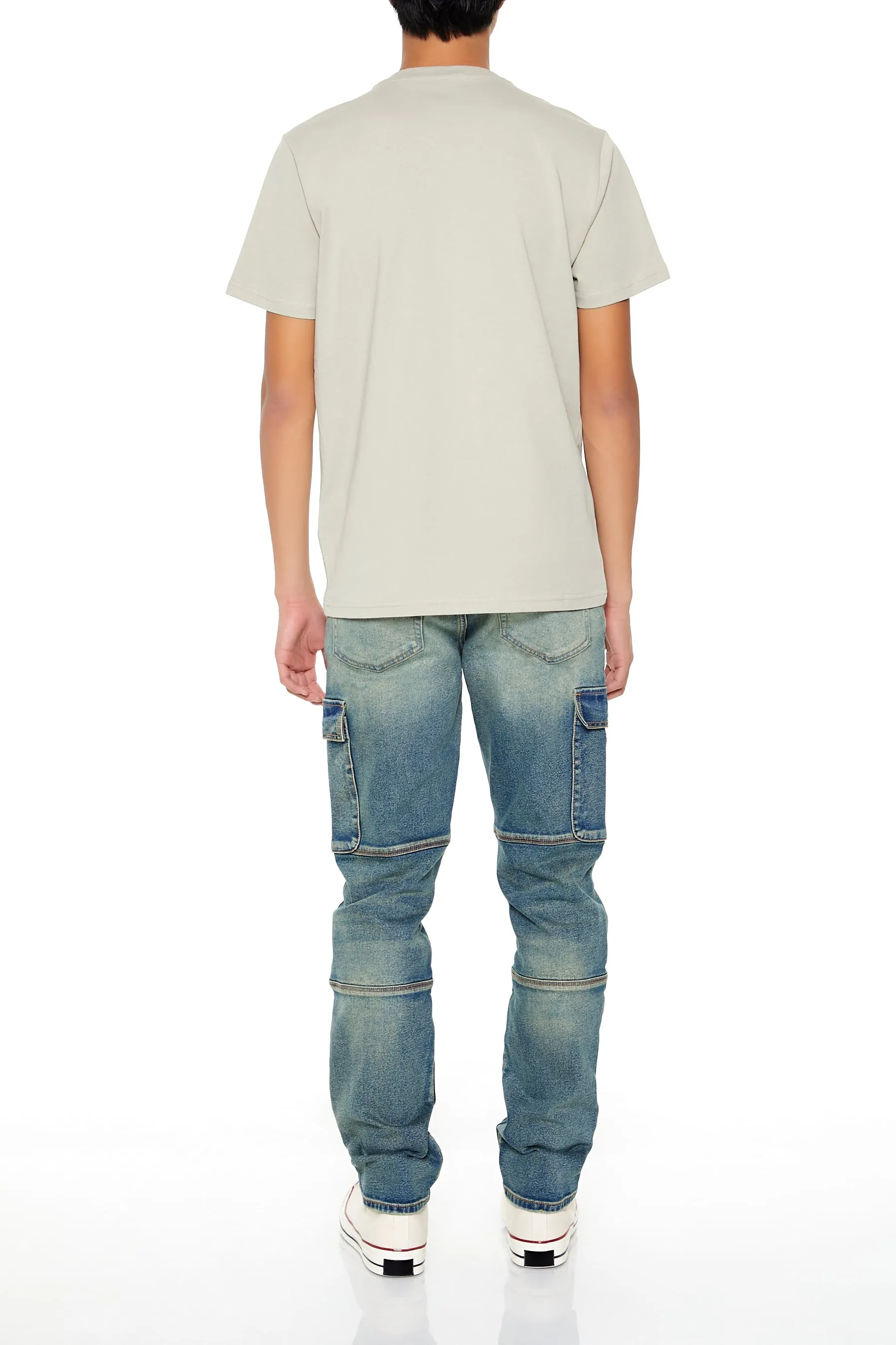 Jean cargo mi-taille mince