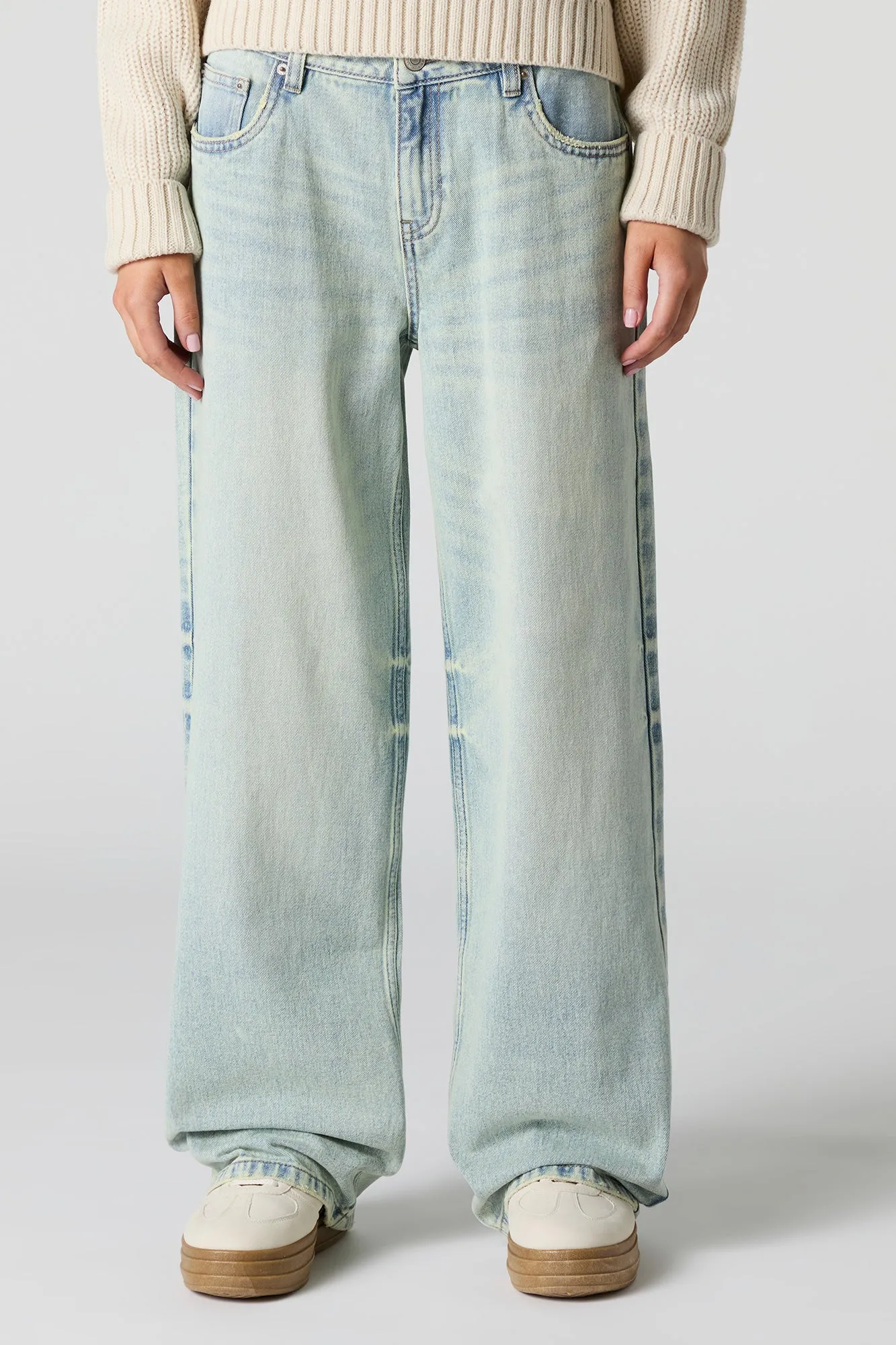 Jean de planchiste taille basse délavé pâle vintage