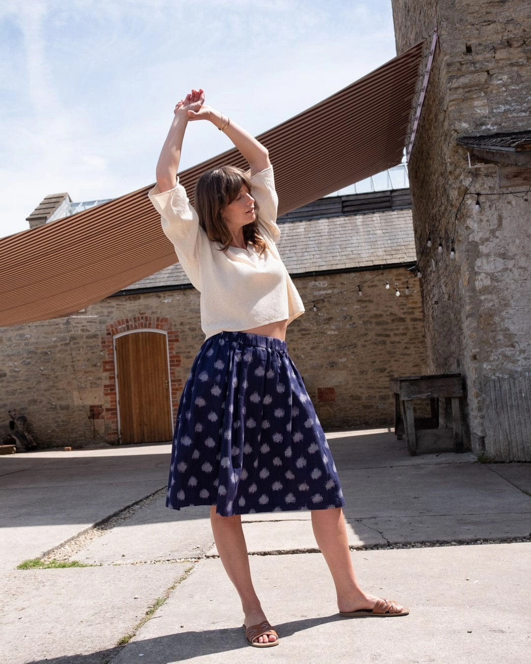 Jordan Women's Cotton Casual Skirt | Indigo Dot Print
