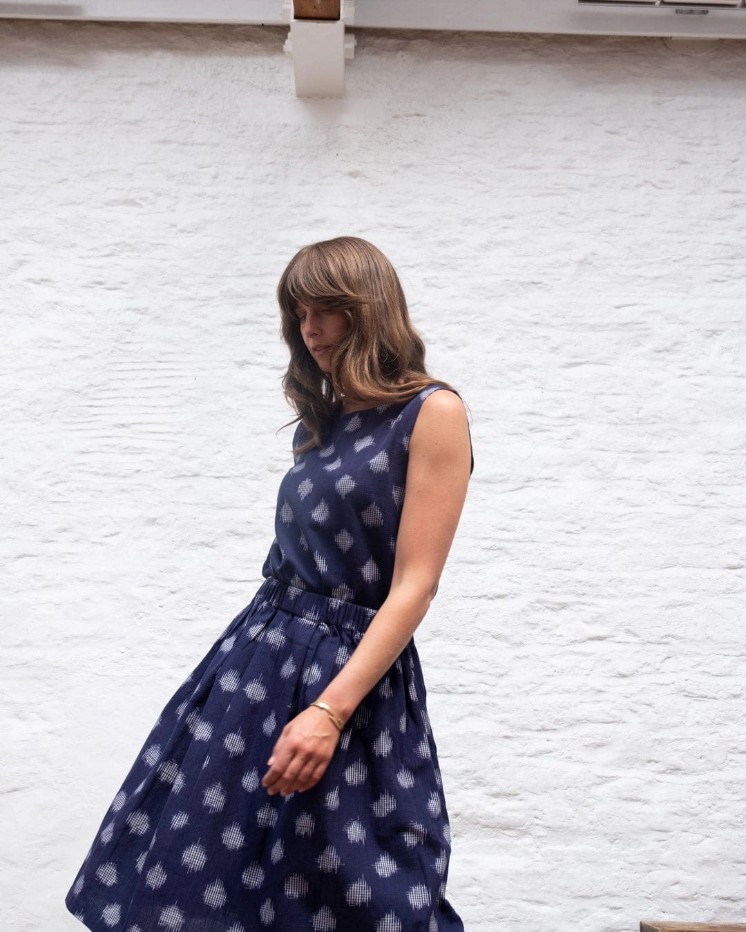 Jordan Women's Cotton Casual Skirt | Indigo Dot Print