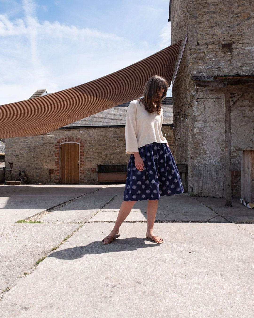 Jordan Women's Cotton Casual Skirt | Indigo Dot Print