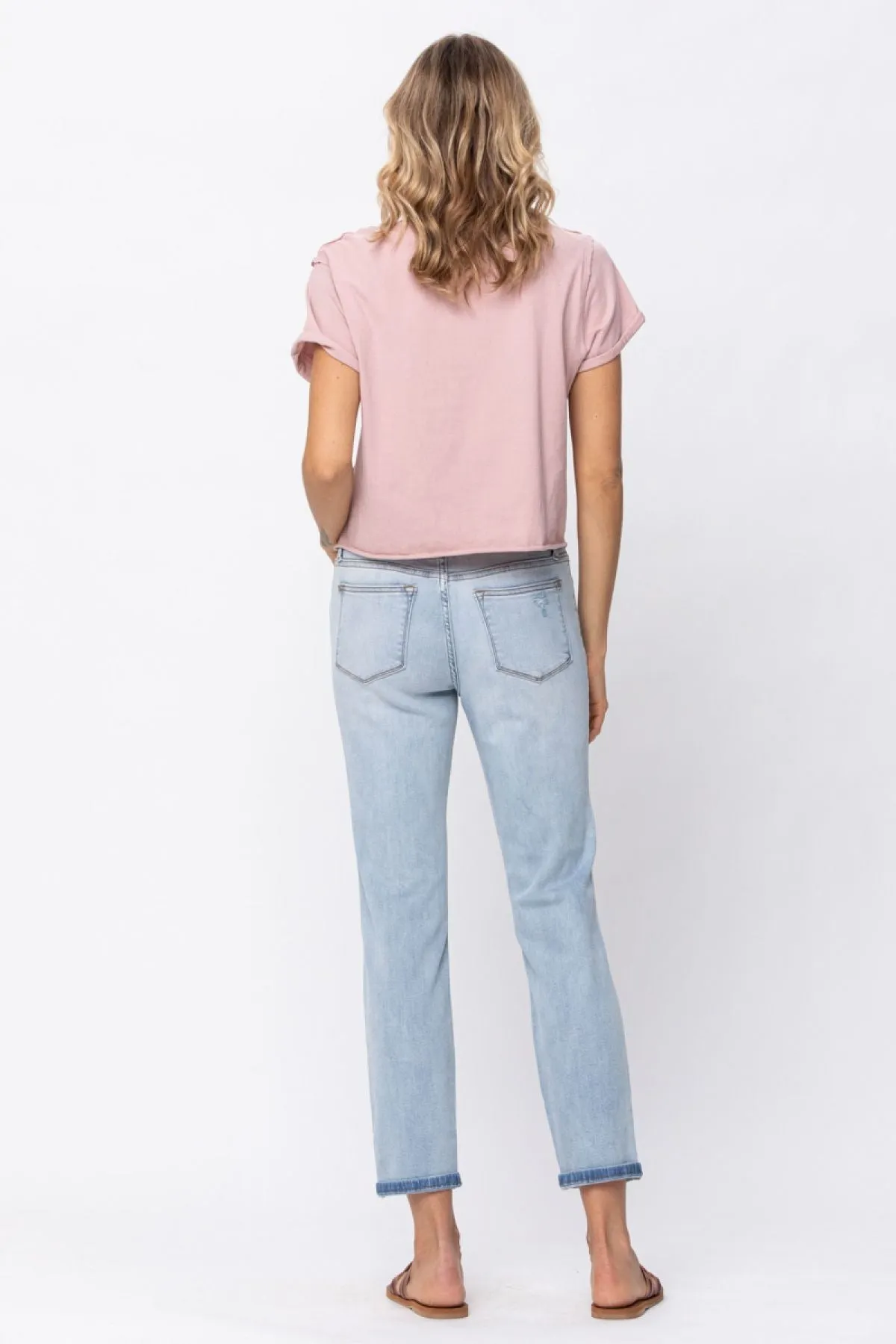 Judy Blue Full Size Destroyed Mid-Rise Boyfriend Jeans
