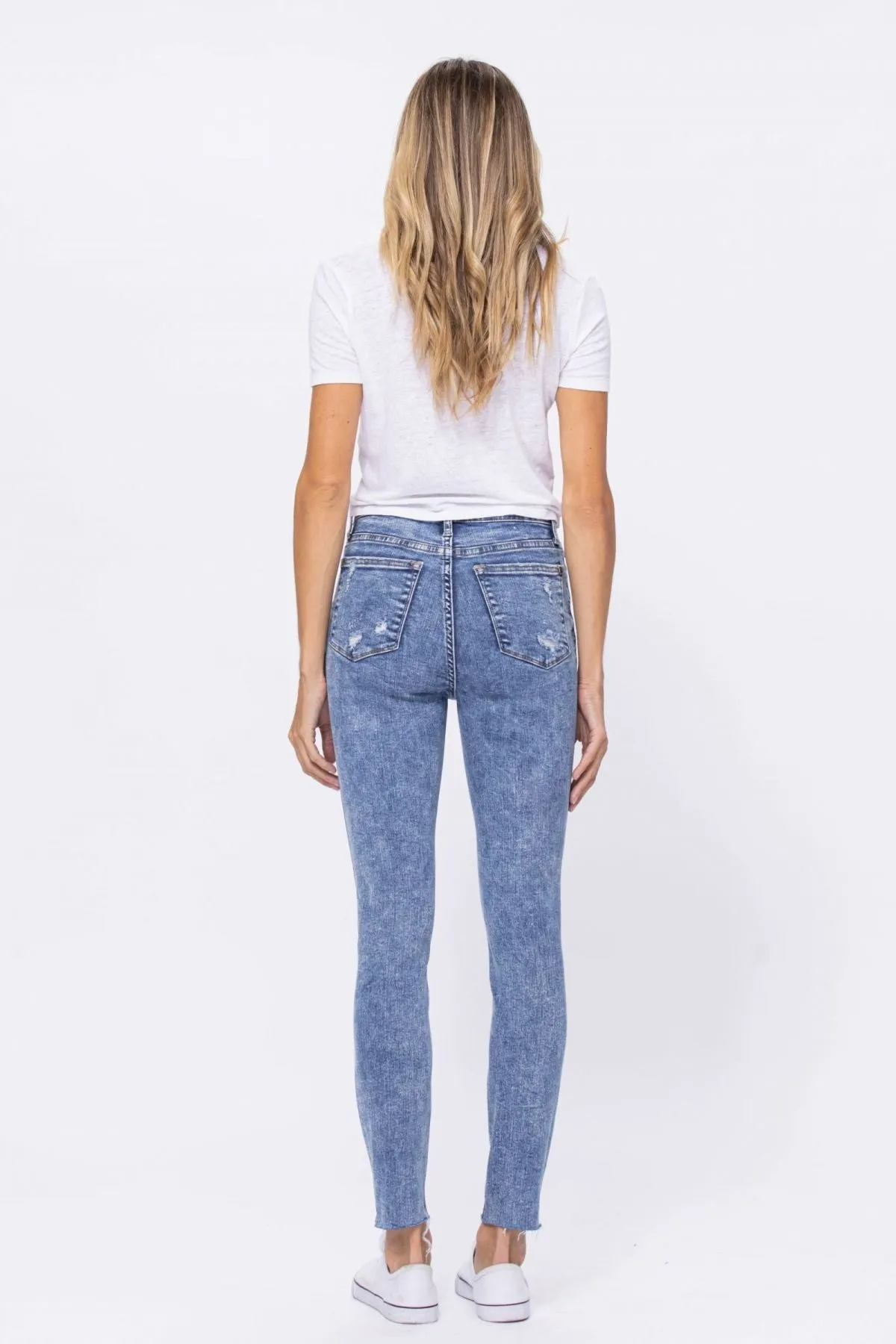 Judy Blue High Rise Acid Wash Destroyed Skinny Jeans
