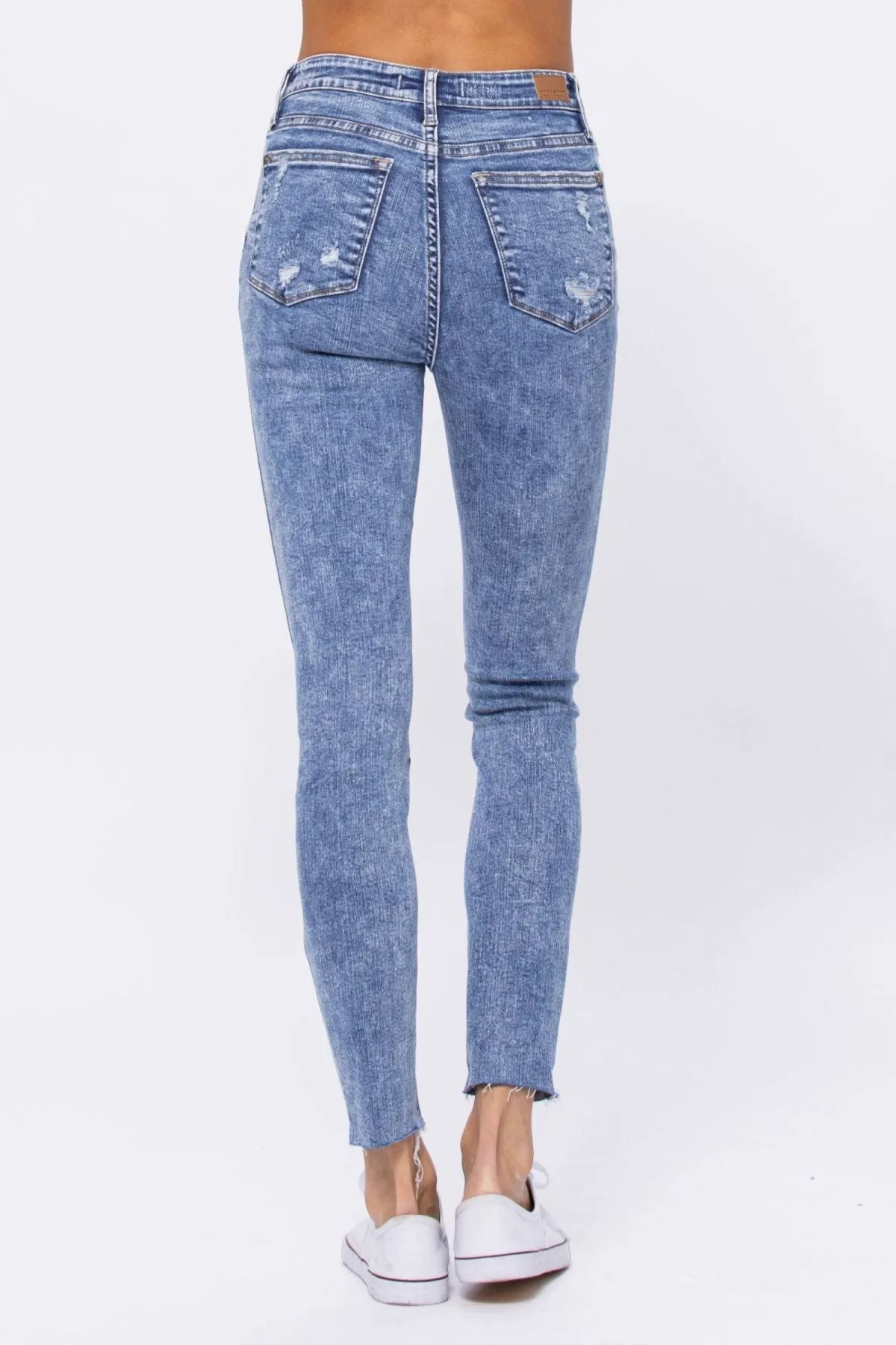 Judy Blue High Rise Acid Wash Destroyed Skinny Jeans