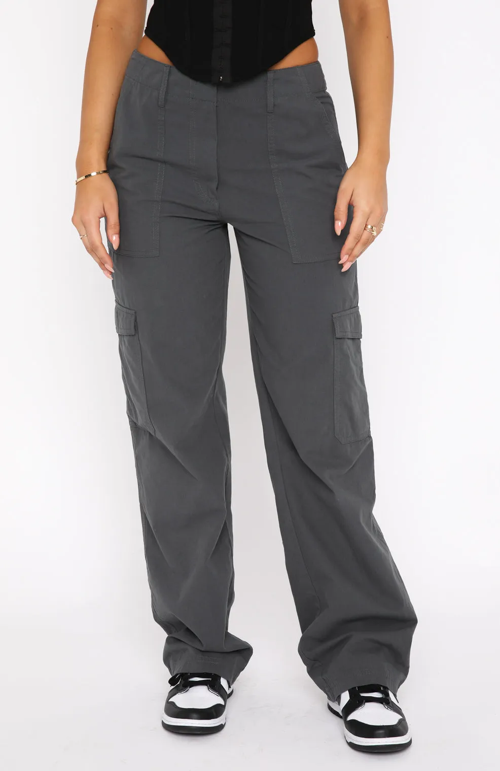 Know Your Worth Pants Charcoal