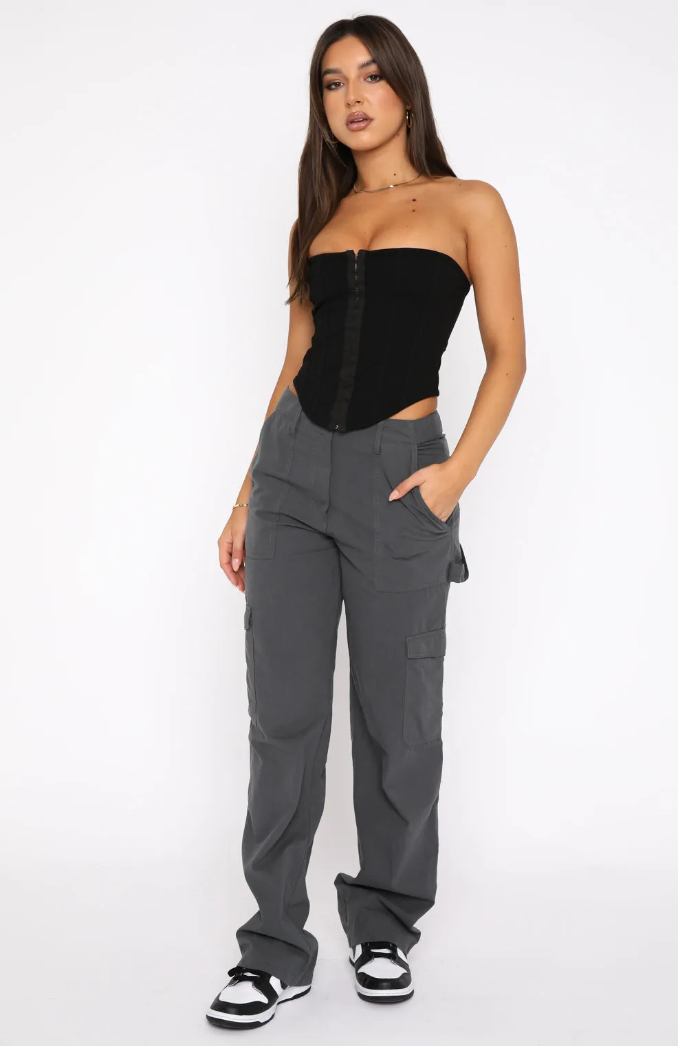 Know Your Worth Pants Charcoal