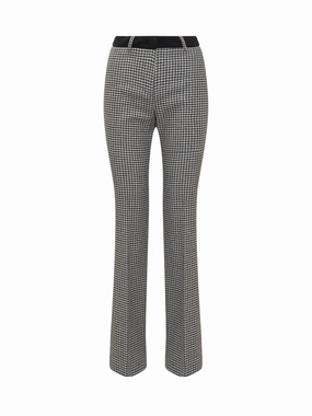 L'Autre Chose Houndstooth Check Back-Slit Detail Trousers