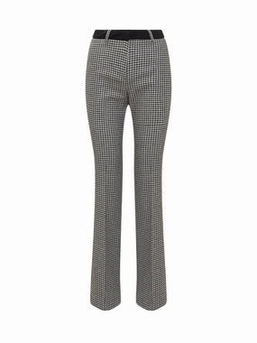 L'Autre Chose Houndstooth Check Back-Slit Detail Trousers