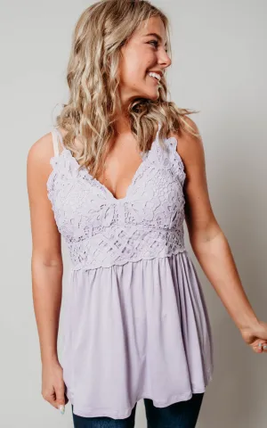 Lace Babydoll Tank Top - BLUE B - FINAL SALE