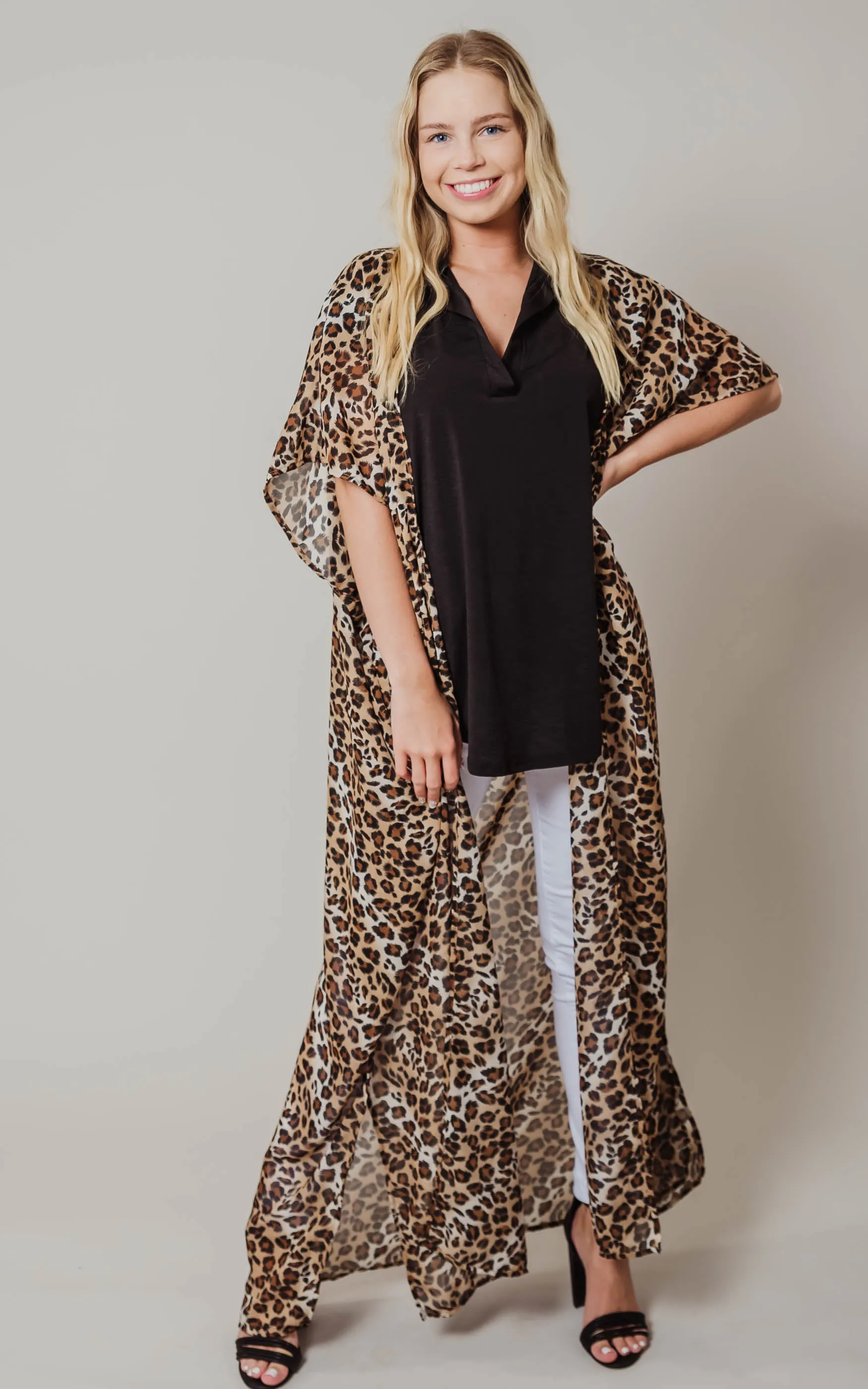 Leopard Chiffon Kimono Duster - Final Sale*