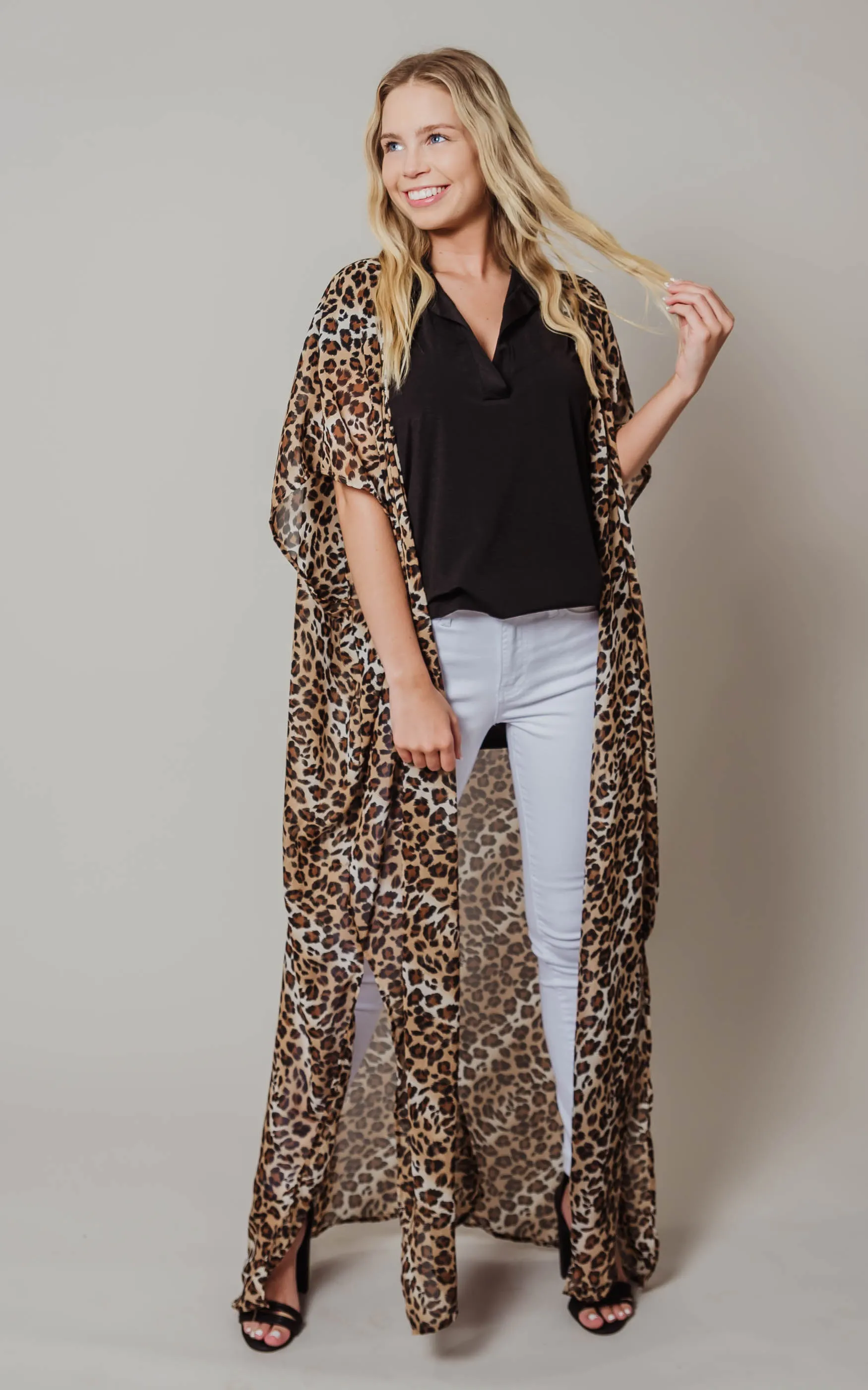 Leopard Chiffon Kimono Duster - Final Sale*