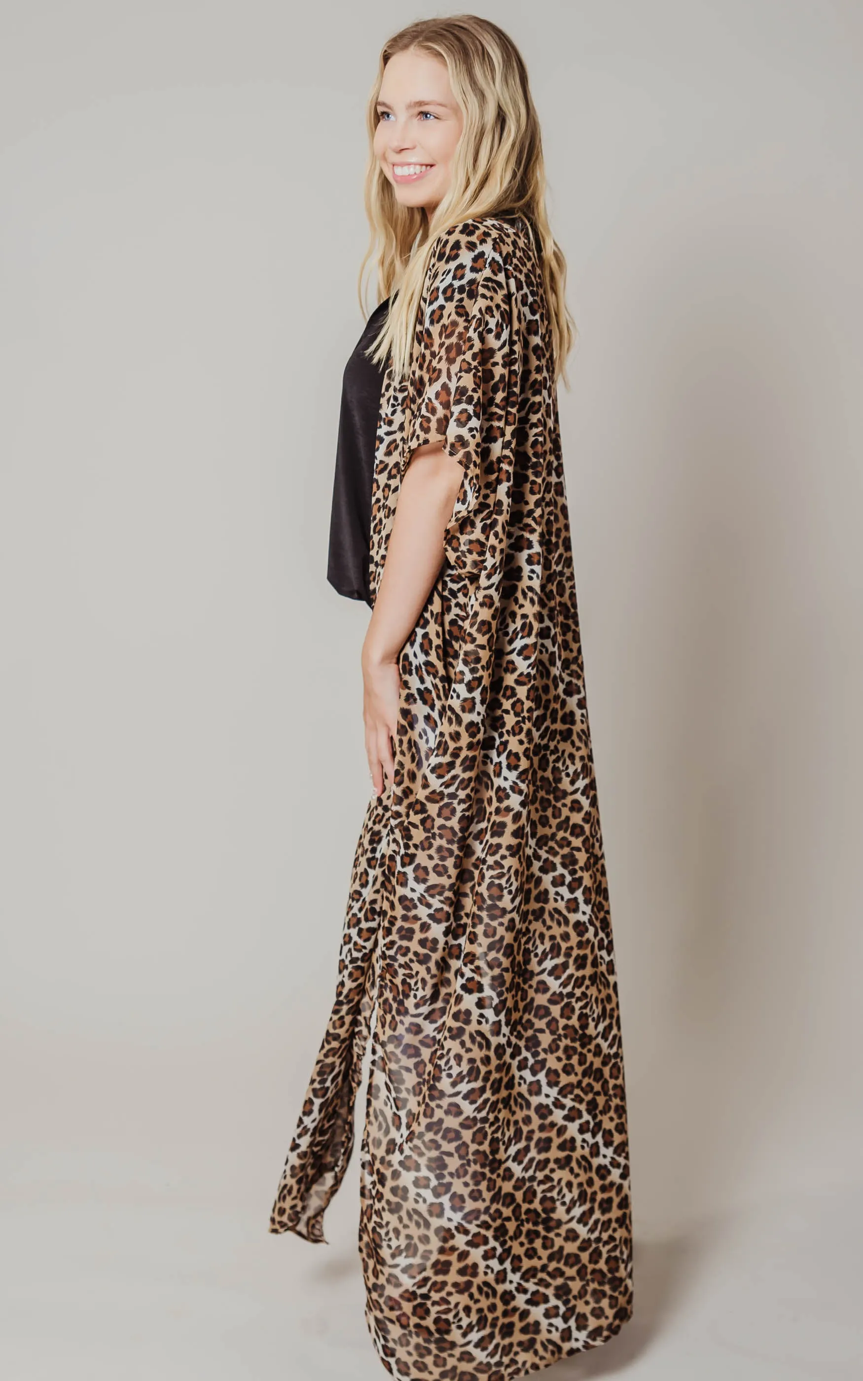 Leopard Chiffon Kimono Duster - Final Sale*
