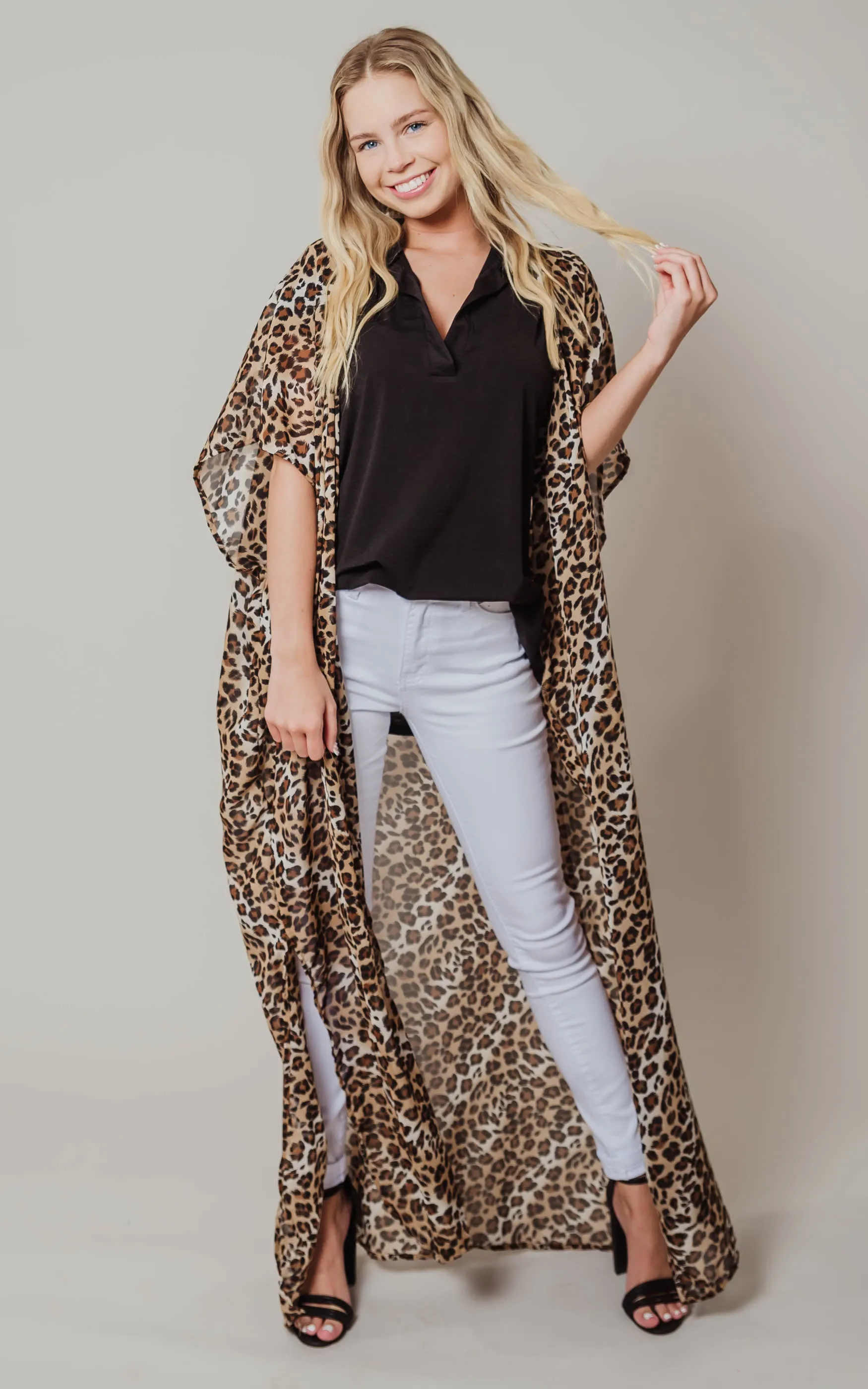Leopard Chiffon Kimono Duster - Final Sale*