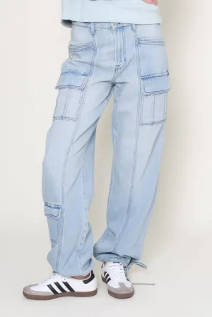 Light Wash Cargo Denim Jogger