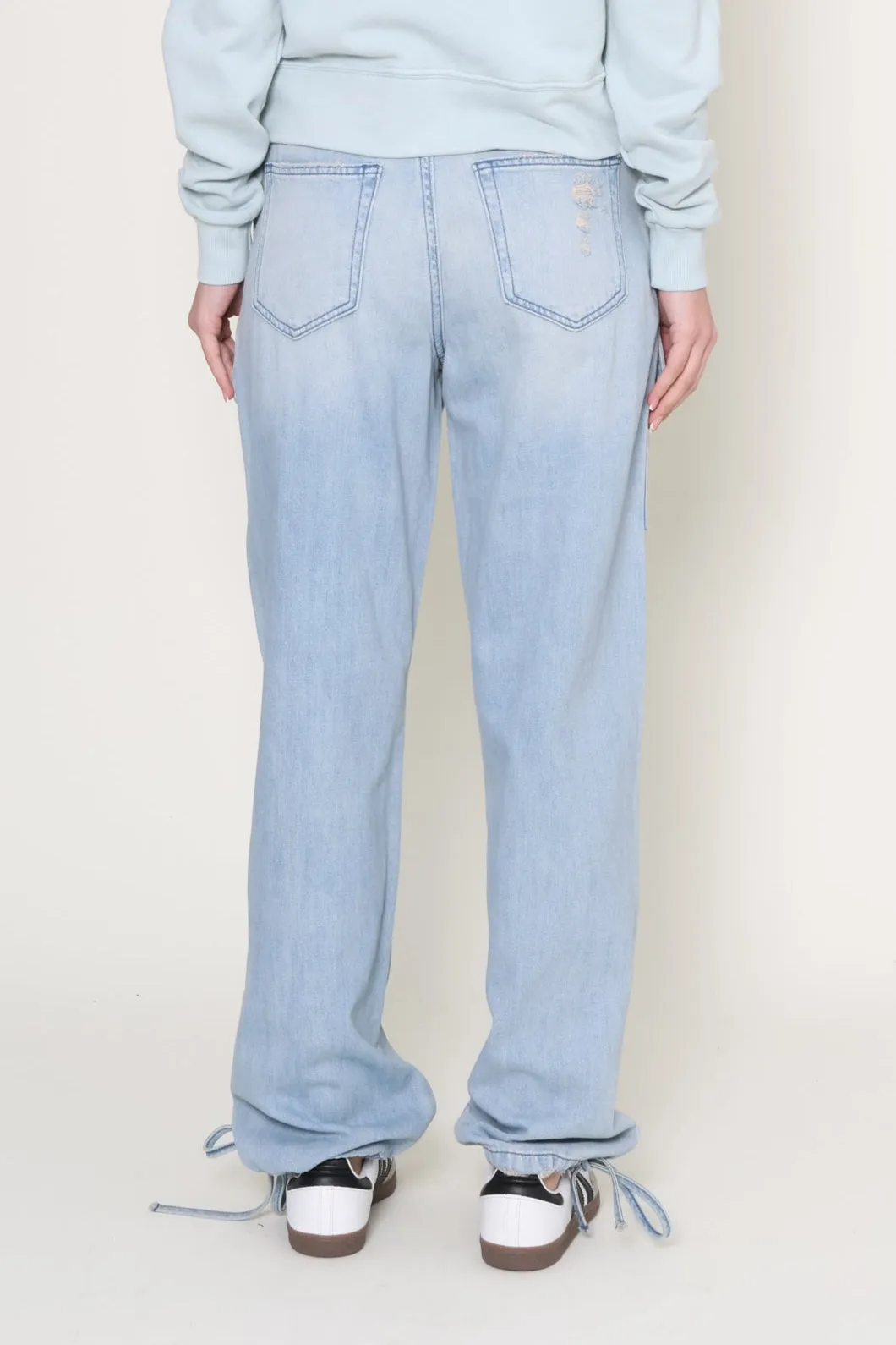 Light Wash Cargo Denim Jogger