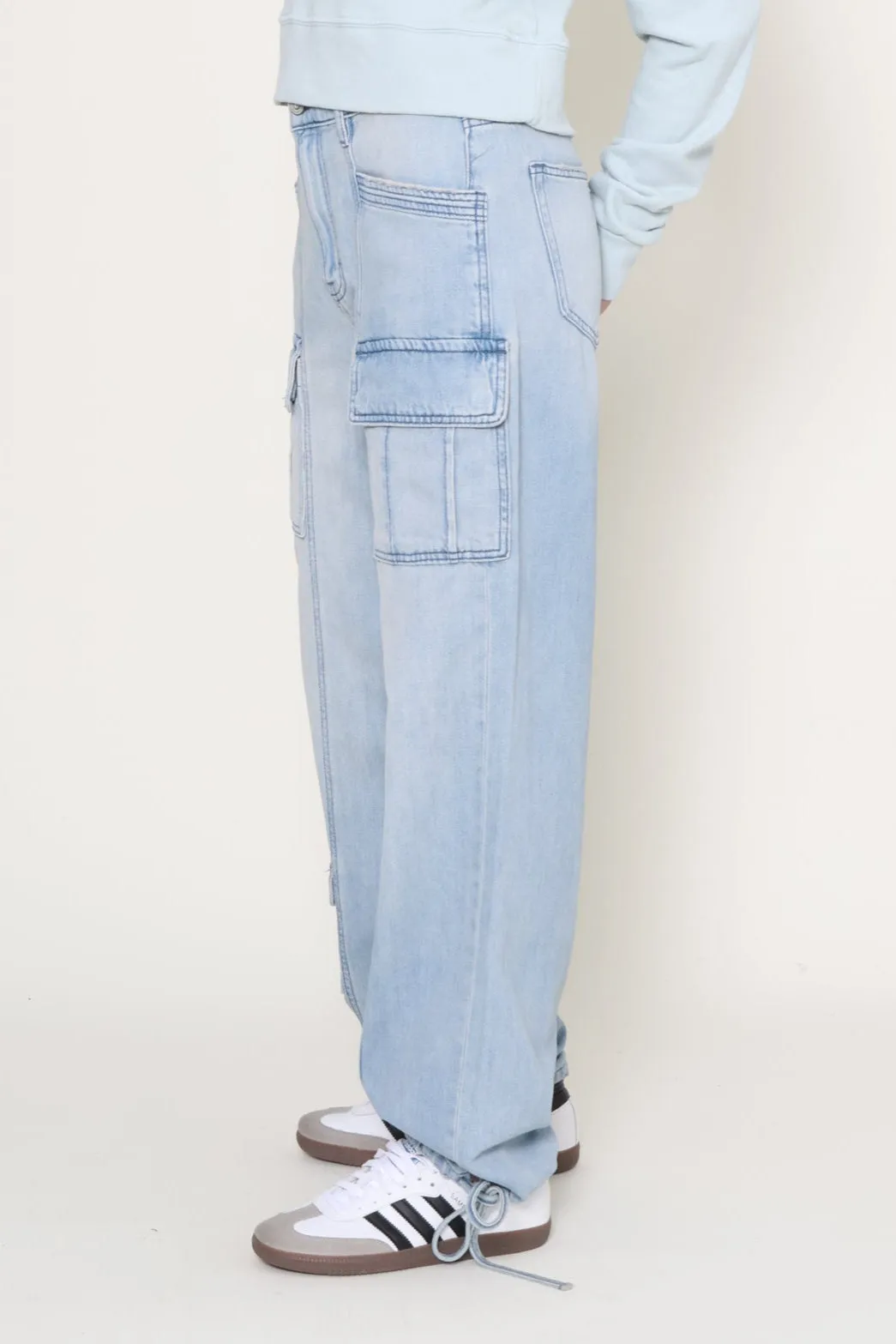 Light Wash Cargo Denim Jogger