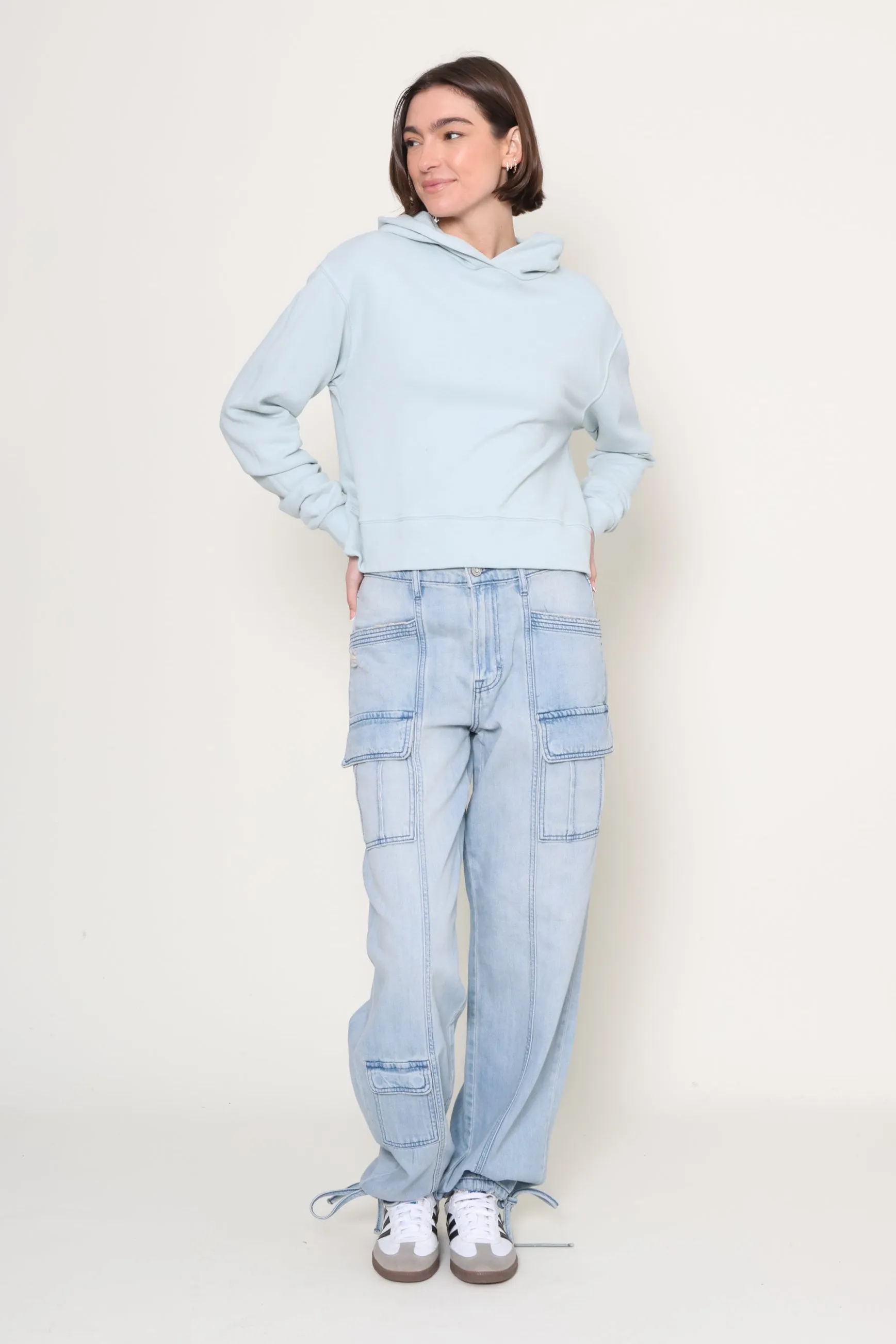 Light Wash Cargo Denim Jogger