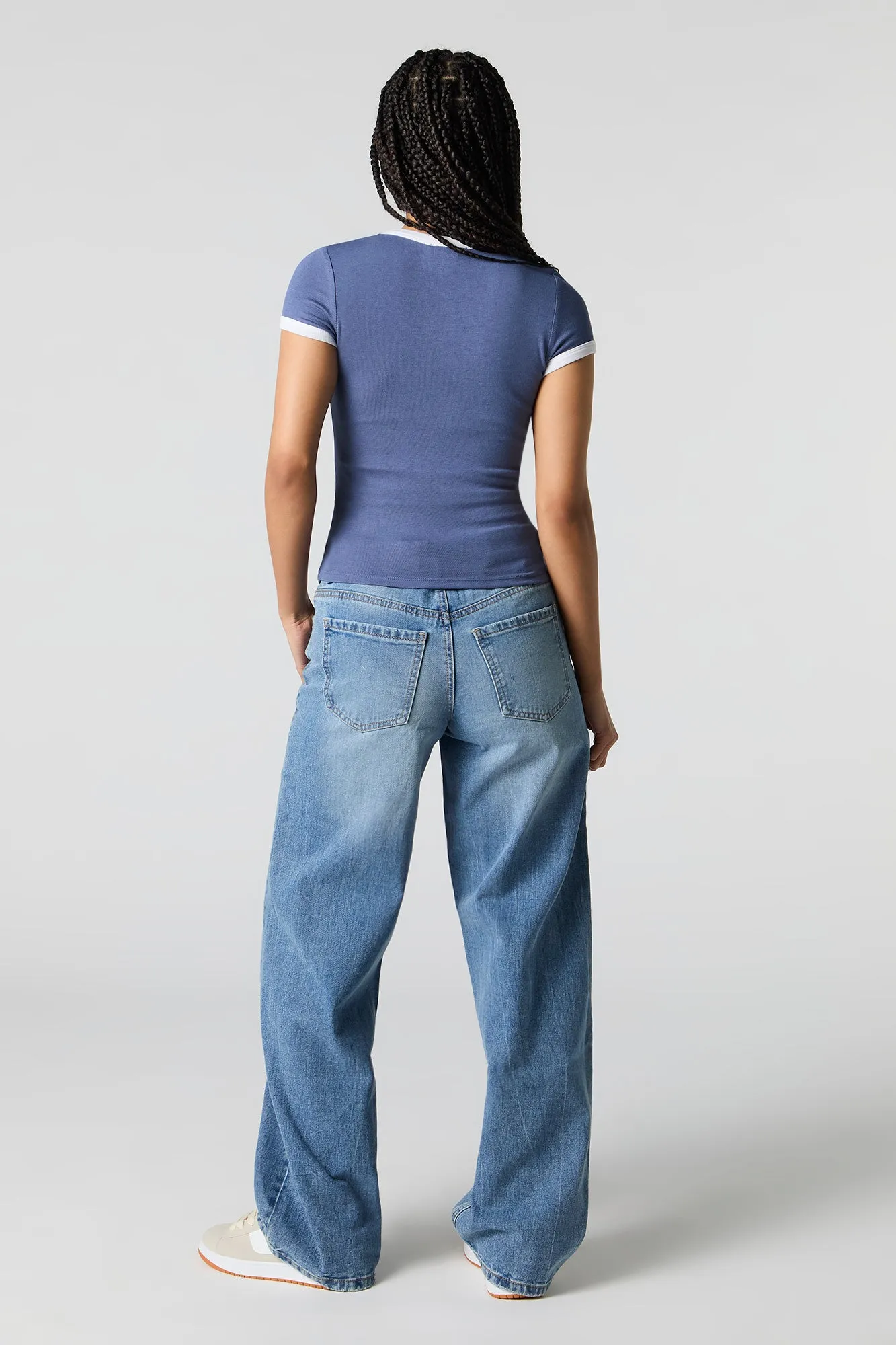 Low Rise Rigid Distressed Pocket Baggy Jean