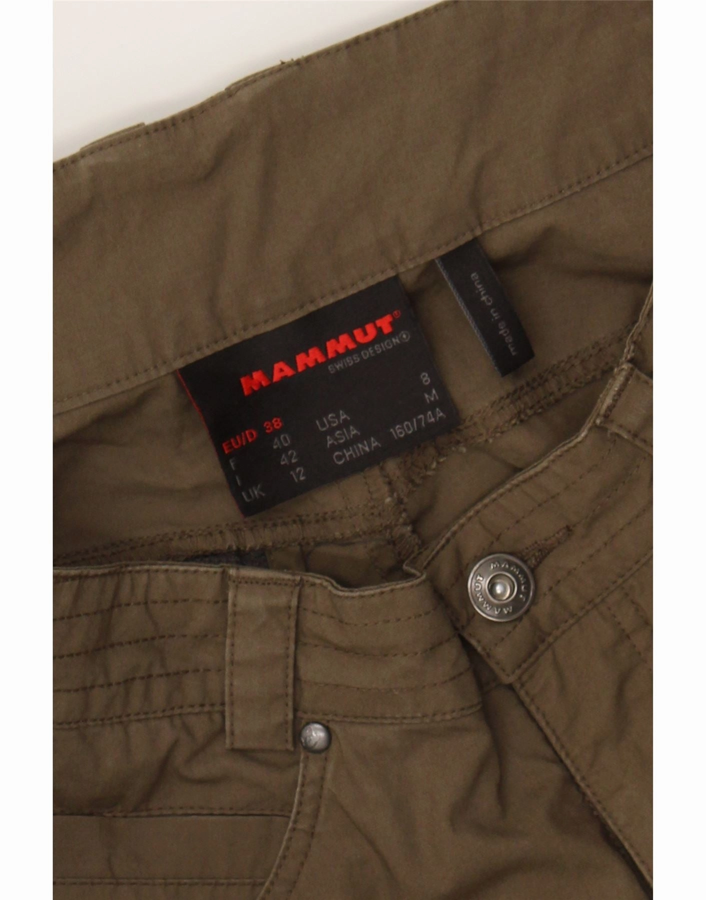 MAMMUT Womens Straight Cargo Trousers UK 12 Medium W30 L30 Khaki Cotton