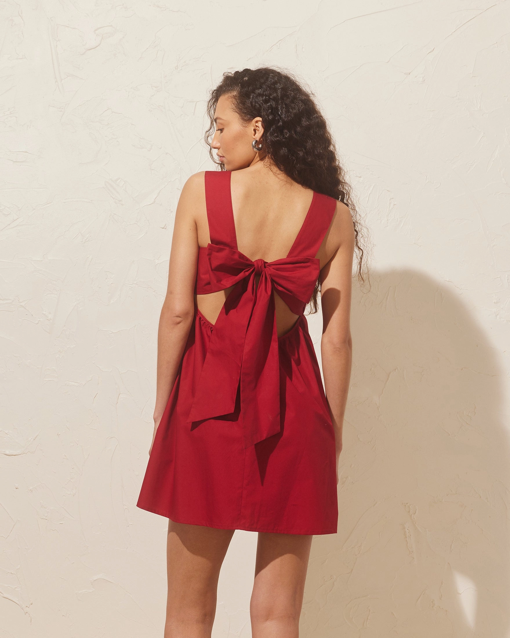 MARGIE TIE MINI DRESS GARNET
