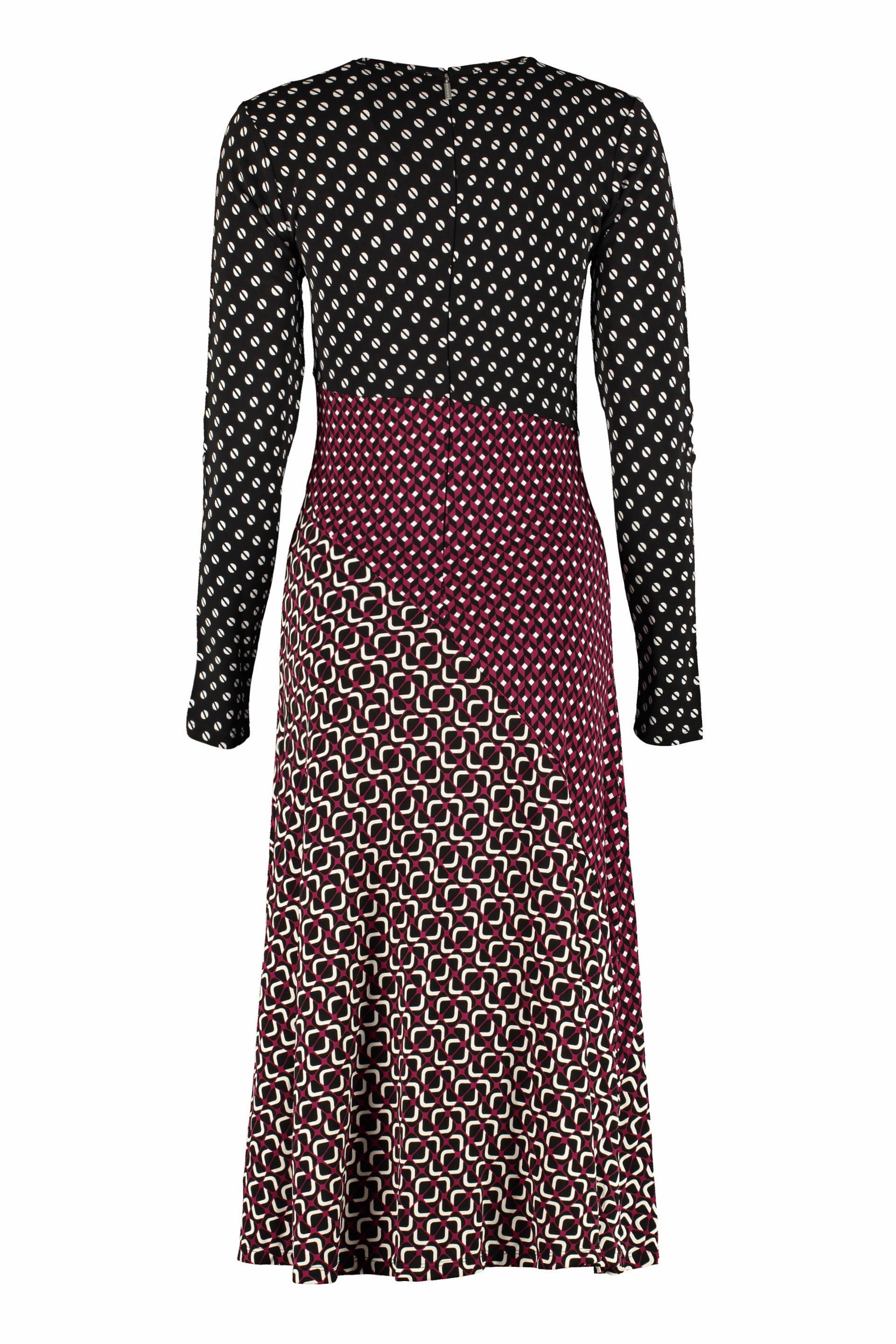 Michael Michael Kors Patchwork Long-Sleeved Midi Dress