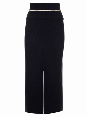 Moncler 1952 Front-Slit Knitted Midi Skirt