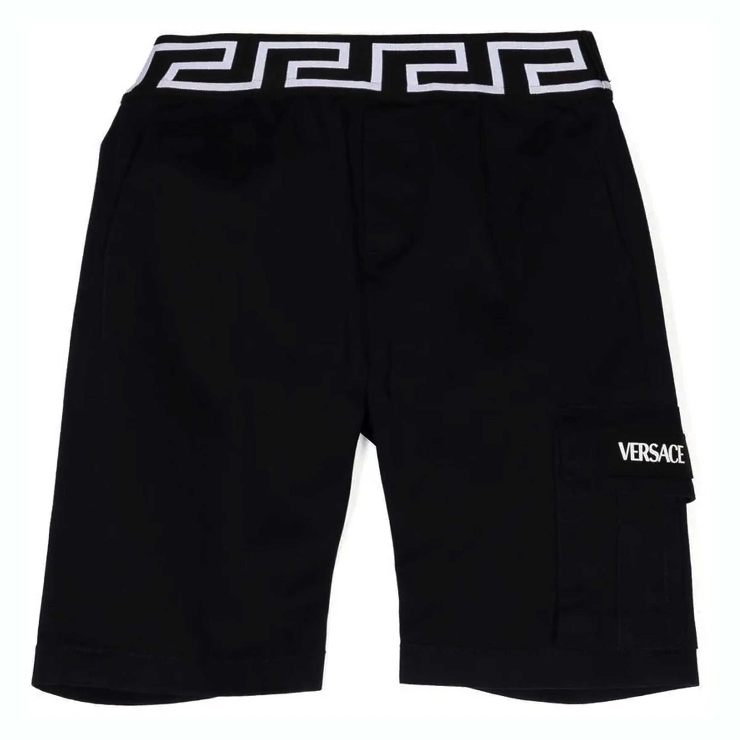 Navy Blue Greca Waistband Shorts