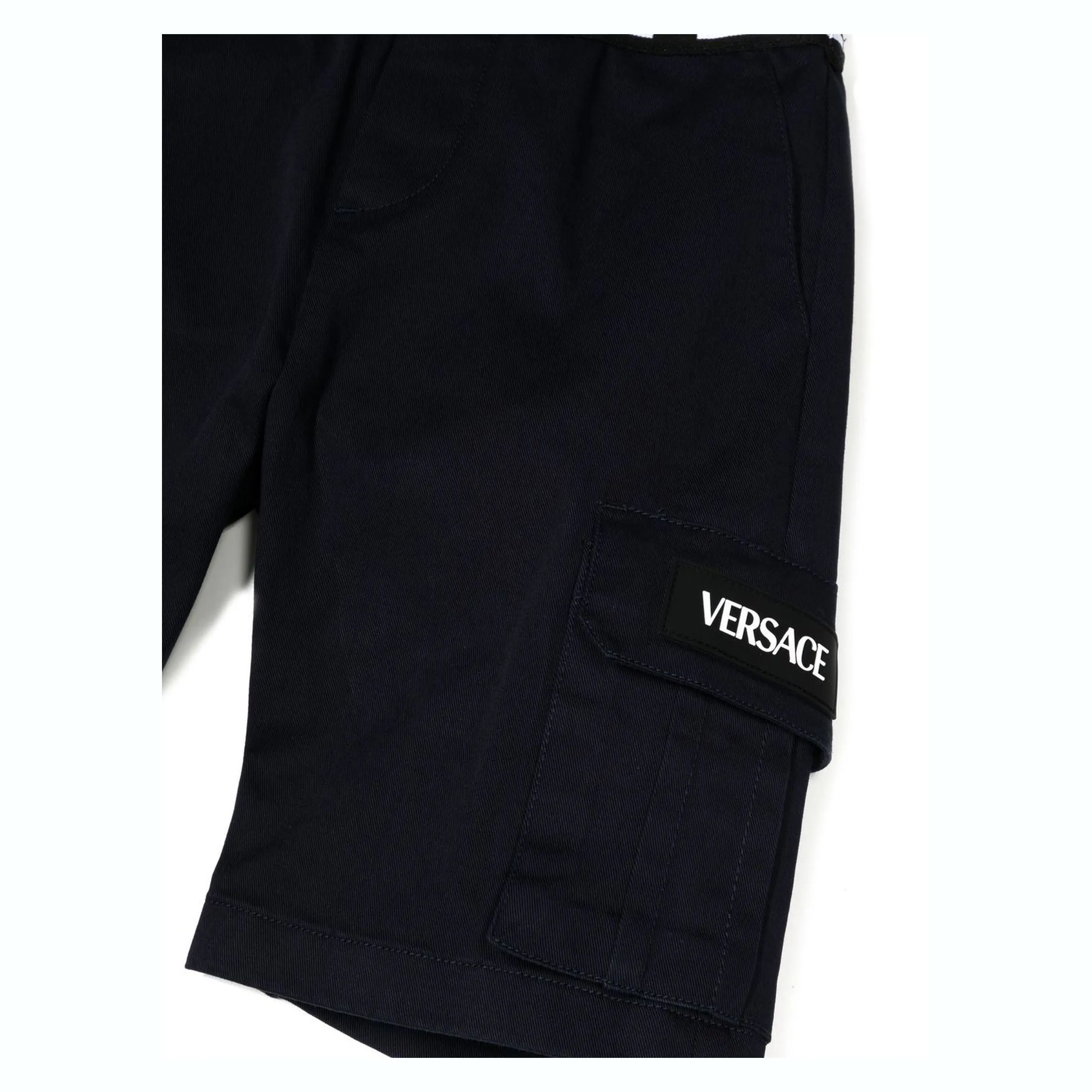 Navy Blue Greca Waistband Shorts