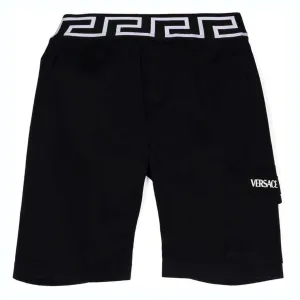 Navy Blue Greca Waistband Shorts