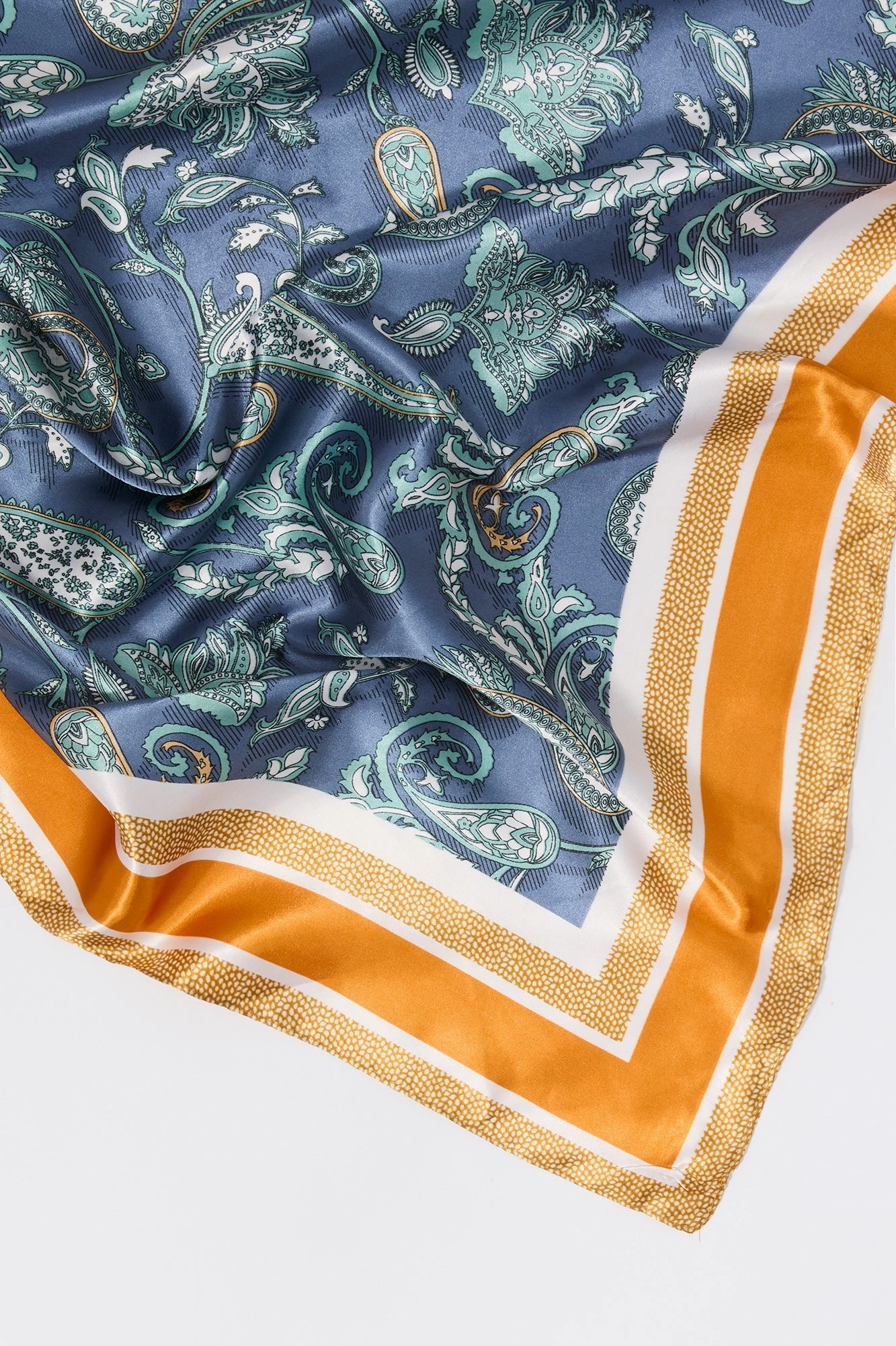 Paisley Border Print Satin Multiway Scarf