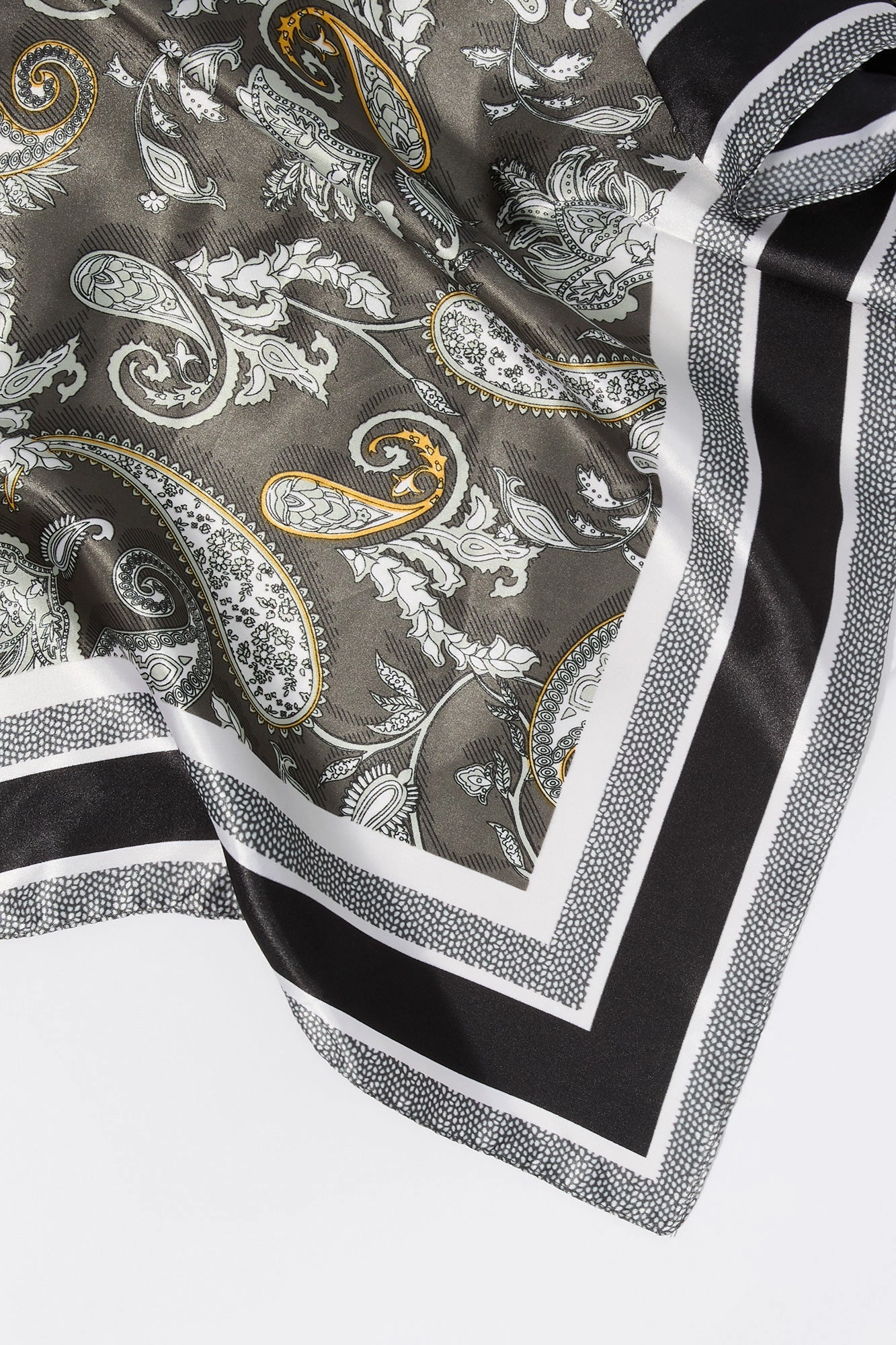 Paisley Border Print Satin Multiway Scarf