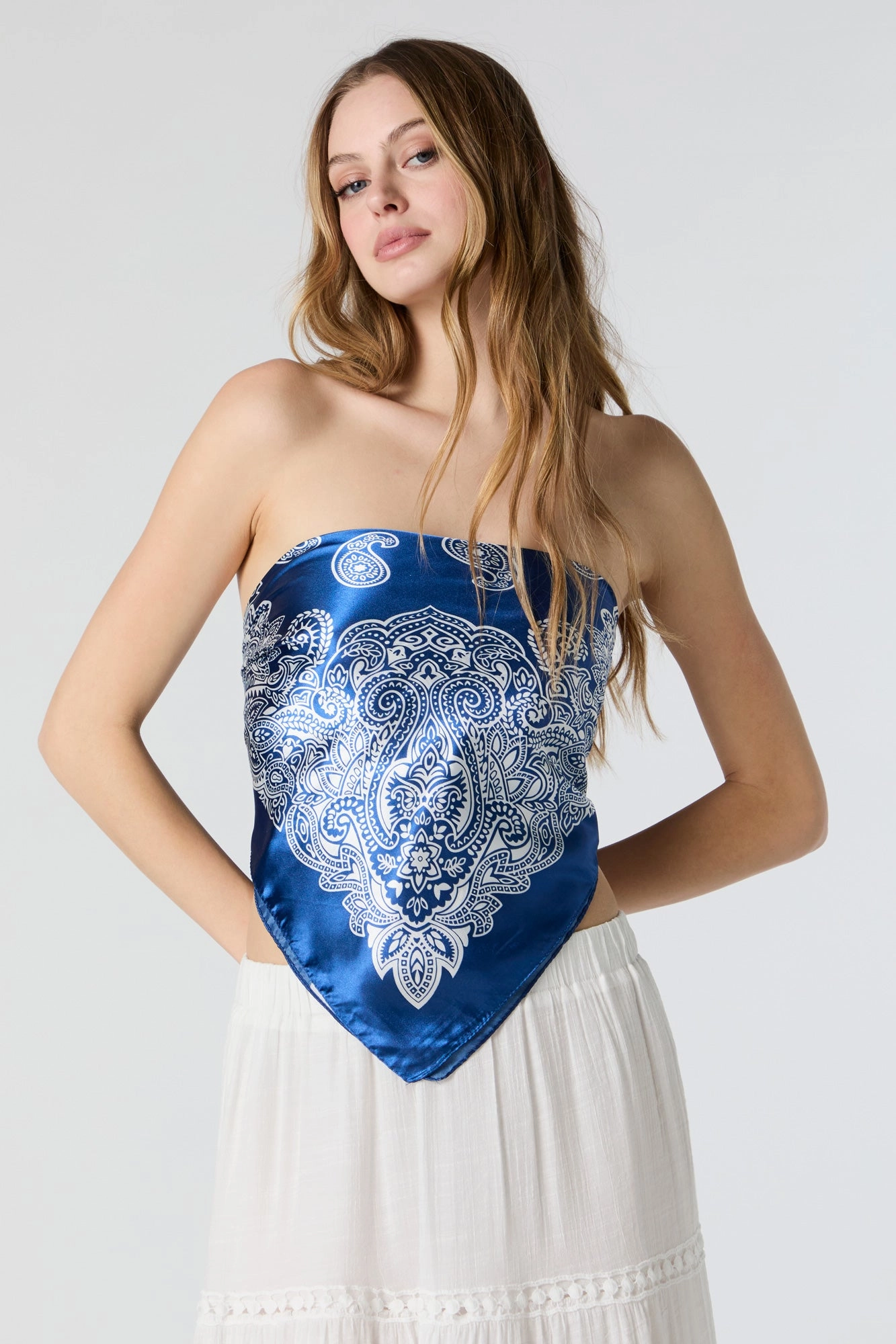 Paisley Print Satin Multiway Scarf
