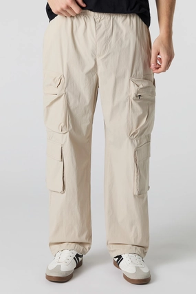 Pantalon cargo en nylon avec poche à glissière