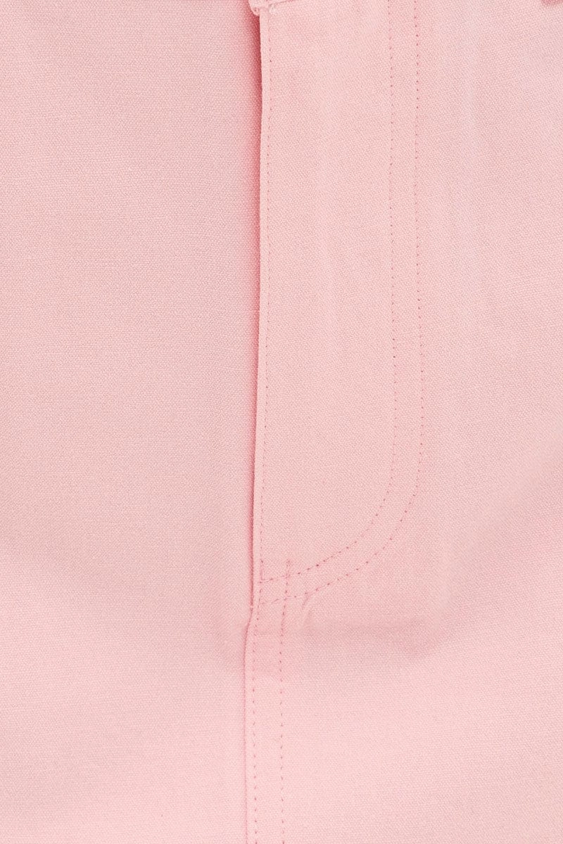 Pink Cargo Skirt Mini Mid Rise