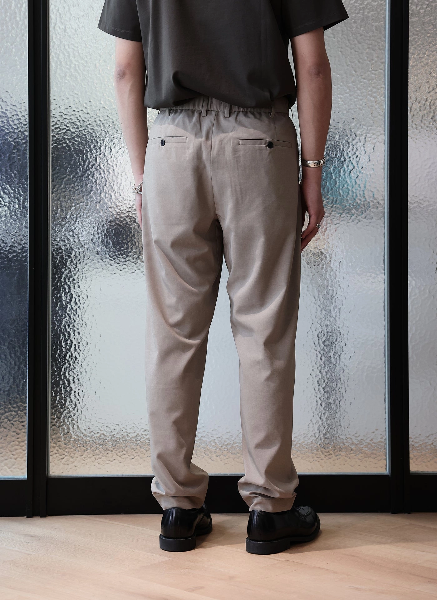 Polyester Wide Tapered Easy Pants
