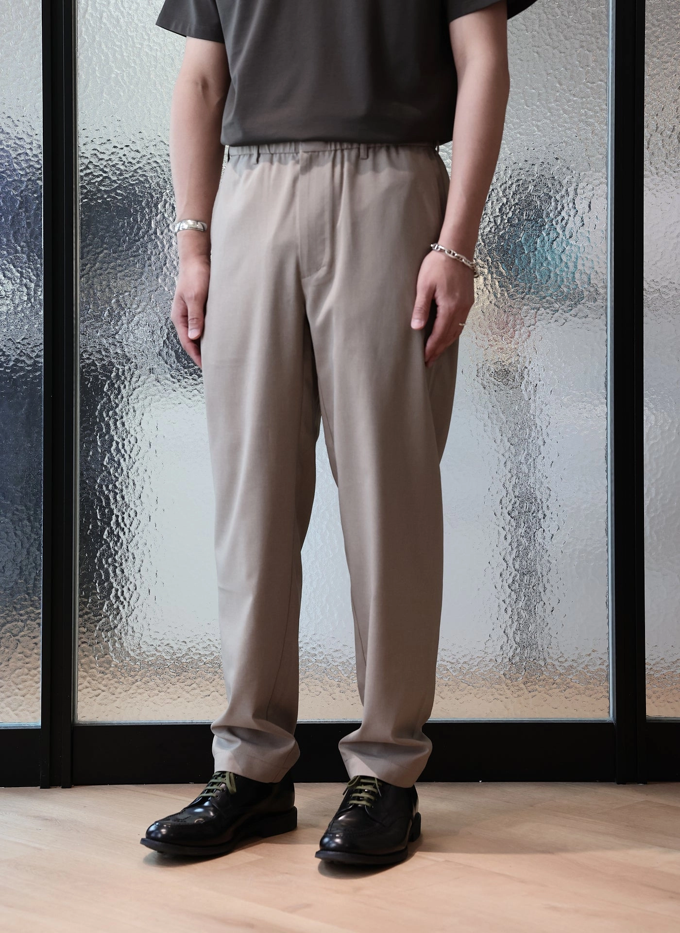 Polyester Wide Tapered Easy Pants