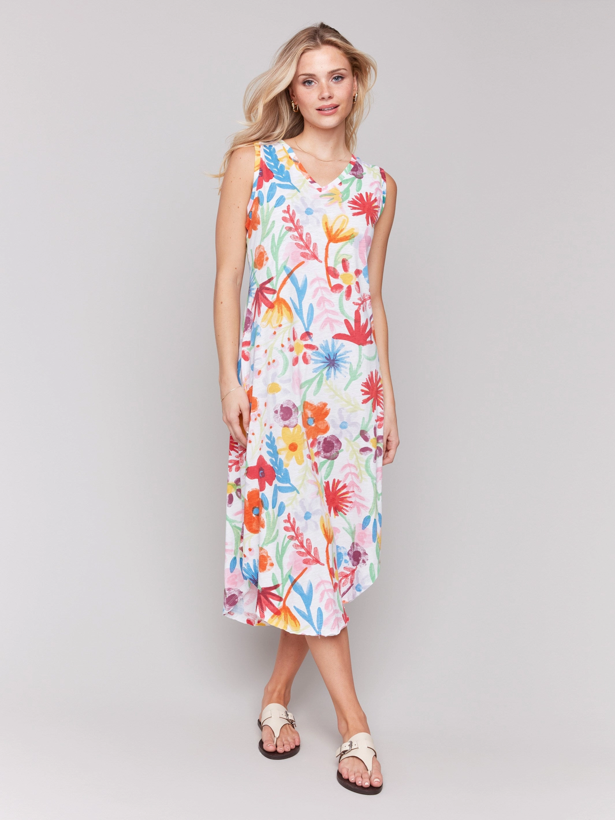 Printed Sleeveless Cotton Dress - Wildflowers