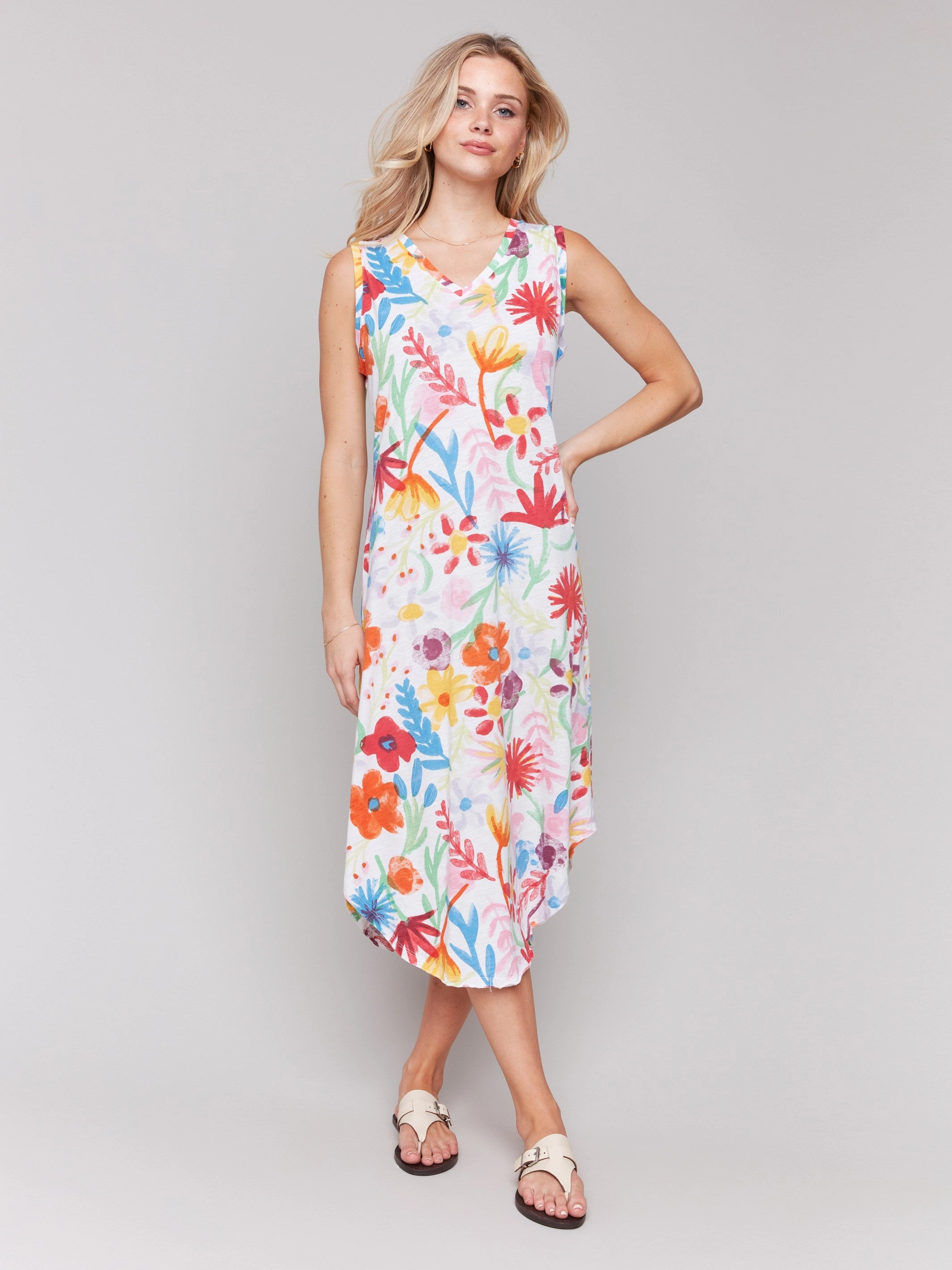 Printed Sleeveless Cotton Dress - Wildflowers