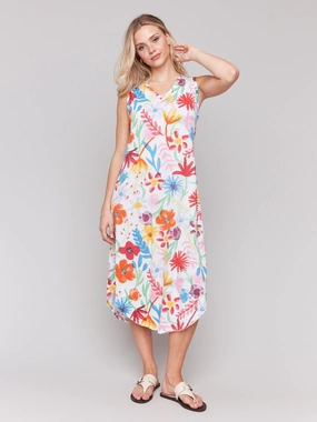 Printed Sleeveless Cotton Dress - Wildflowers