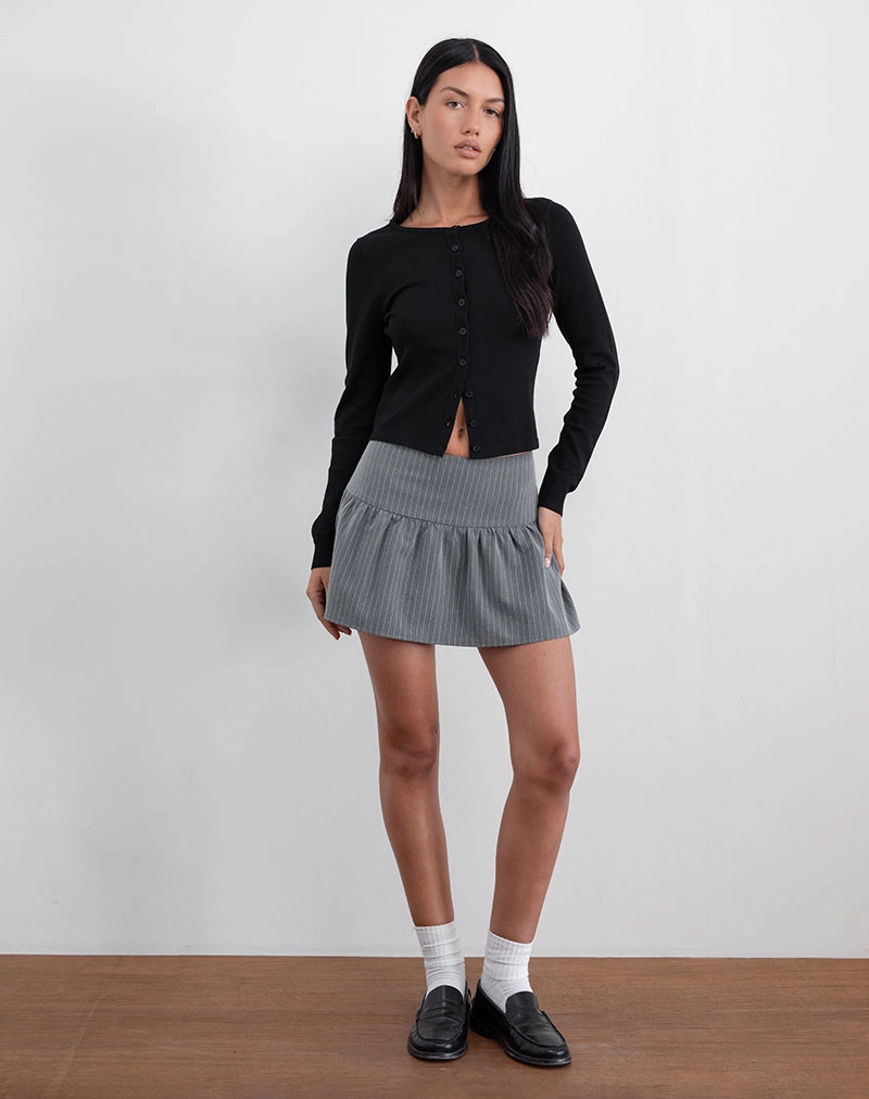 Raffita Mini Skirt in Pinstripe Grey