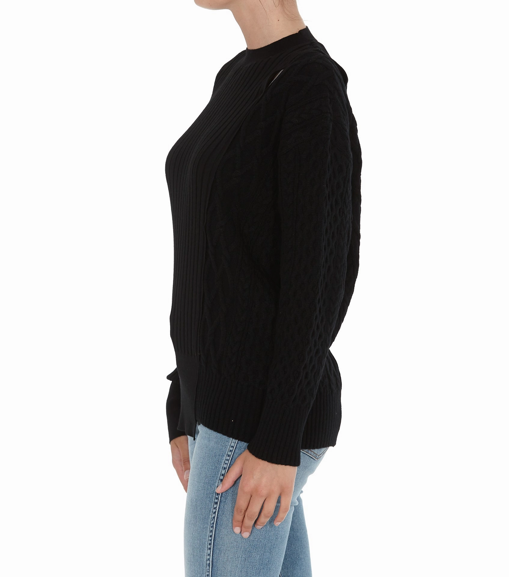 Sacai Patchwork Asymmetric Knit Jumper