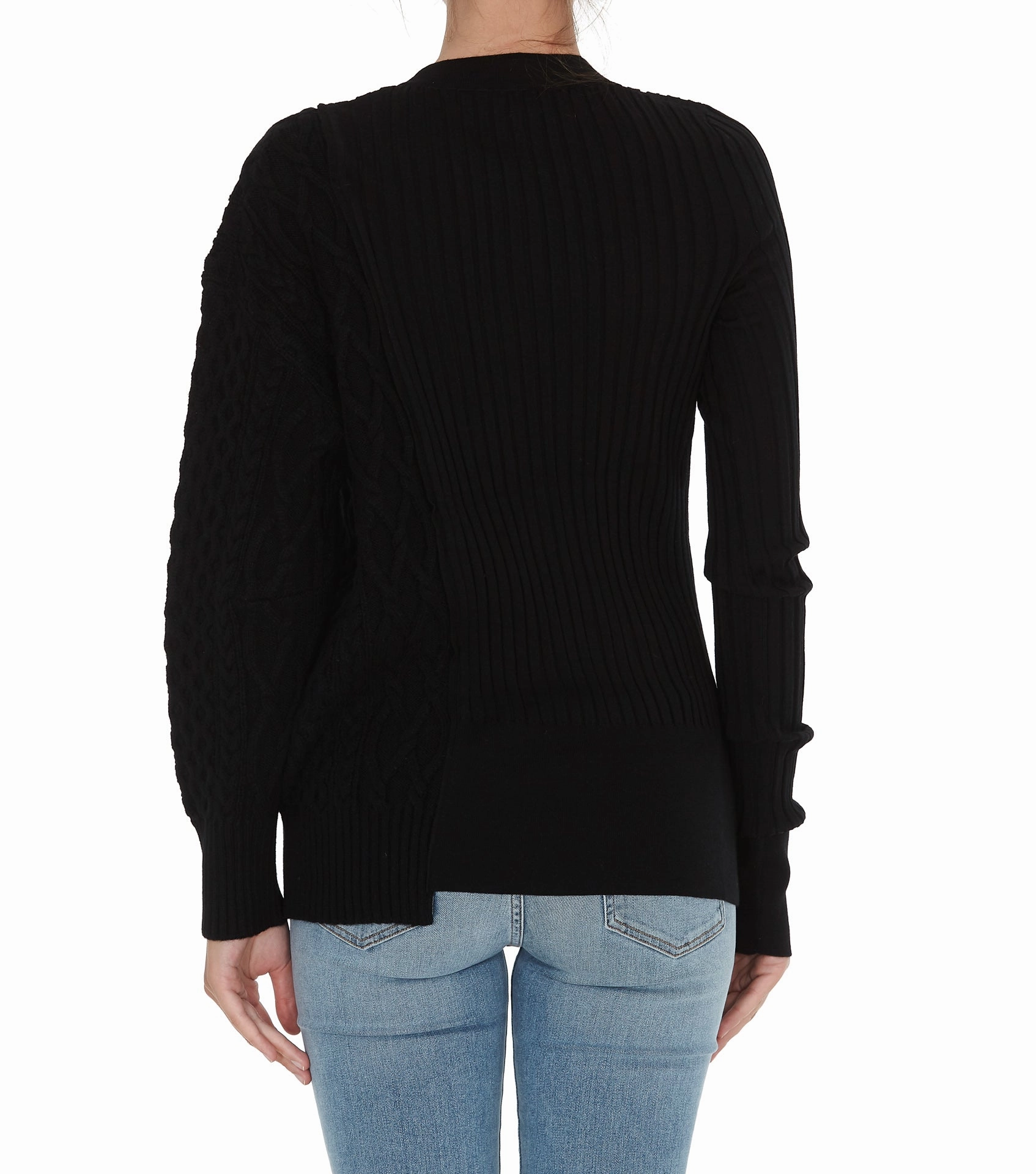 Sacai Patchwork Asymmetric Knit Jumper