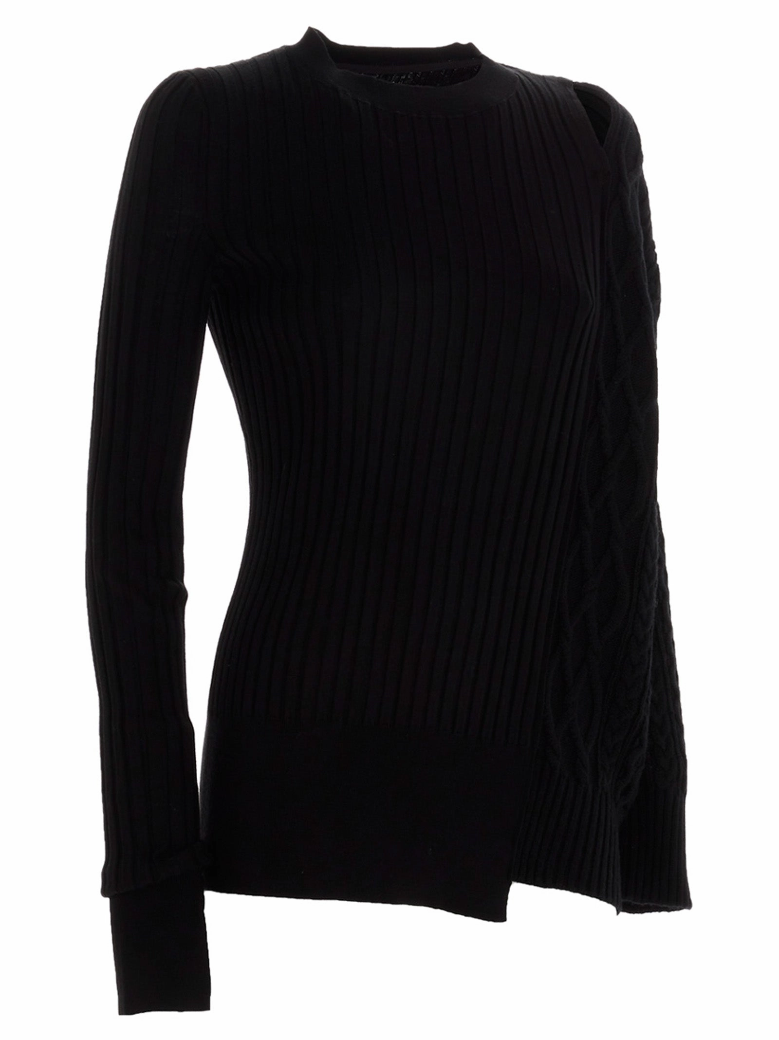 Sacai Patchwork Asymmetric Knit Jumper