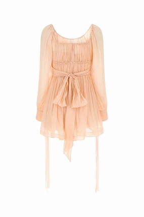 Saint Laurent Puff-Sleeved Pleated Mini Dress
