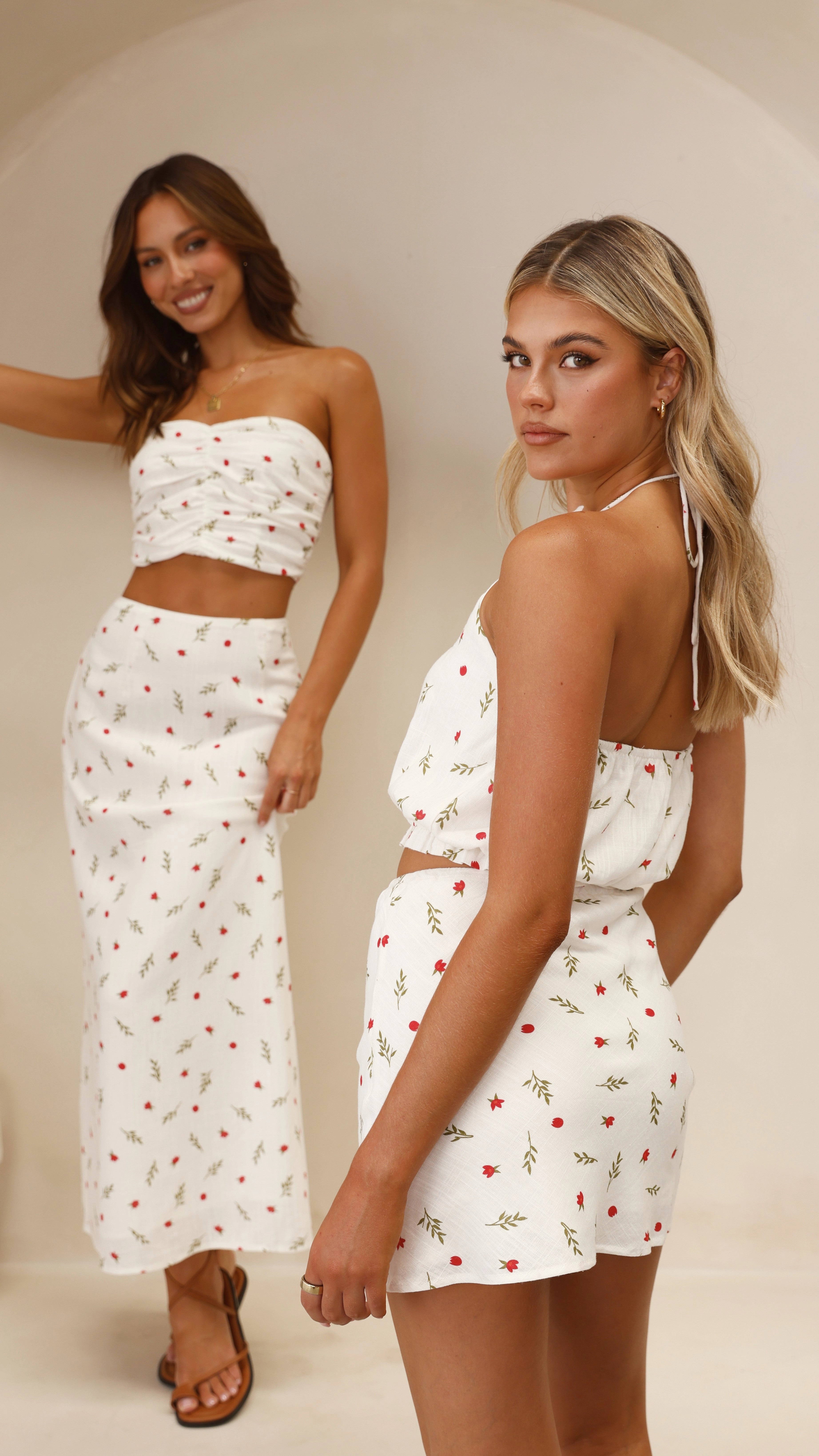 Sansa Mini Skirt - Red / Green Floral