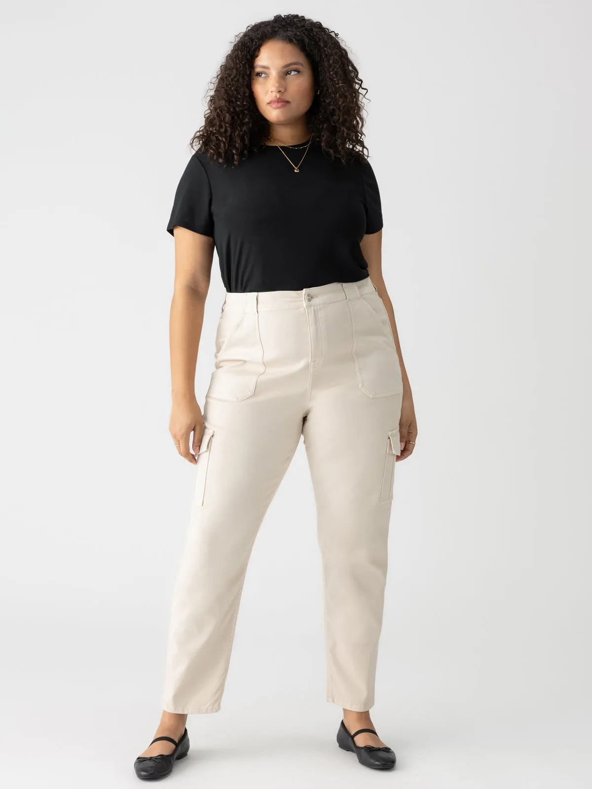 Sculpted Hayden Cargo Standard Rise Pant Toasted Almond Extended Sizing